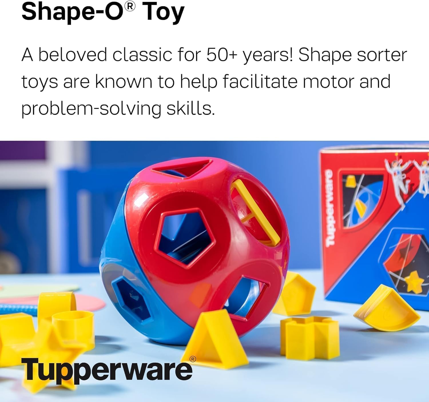 Tupperware Shape-O Toy - Gioco a incastro, senza BPA, per neonati e bambini dai 12 mesi in su, giocattolo educativo per promuovere le abilità motorie, il riconoscimento di colori e forme, originale