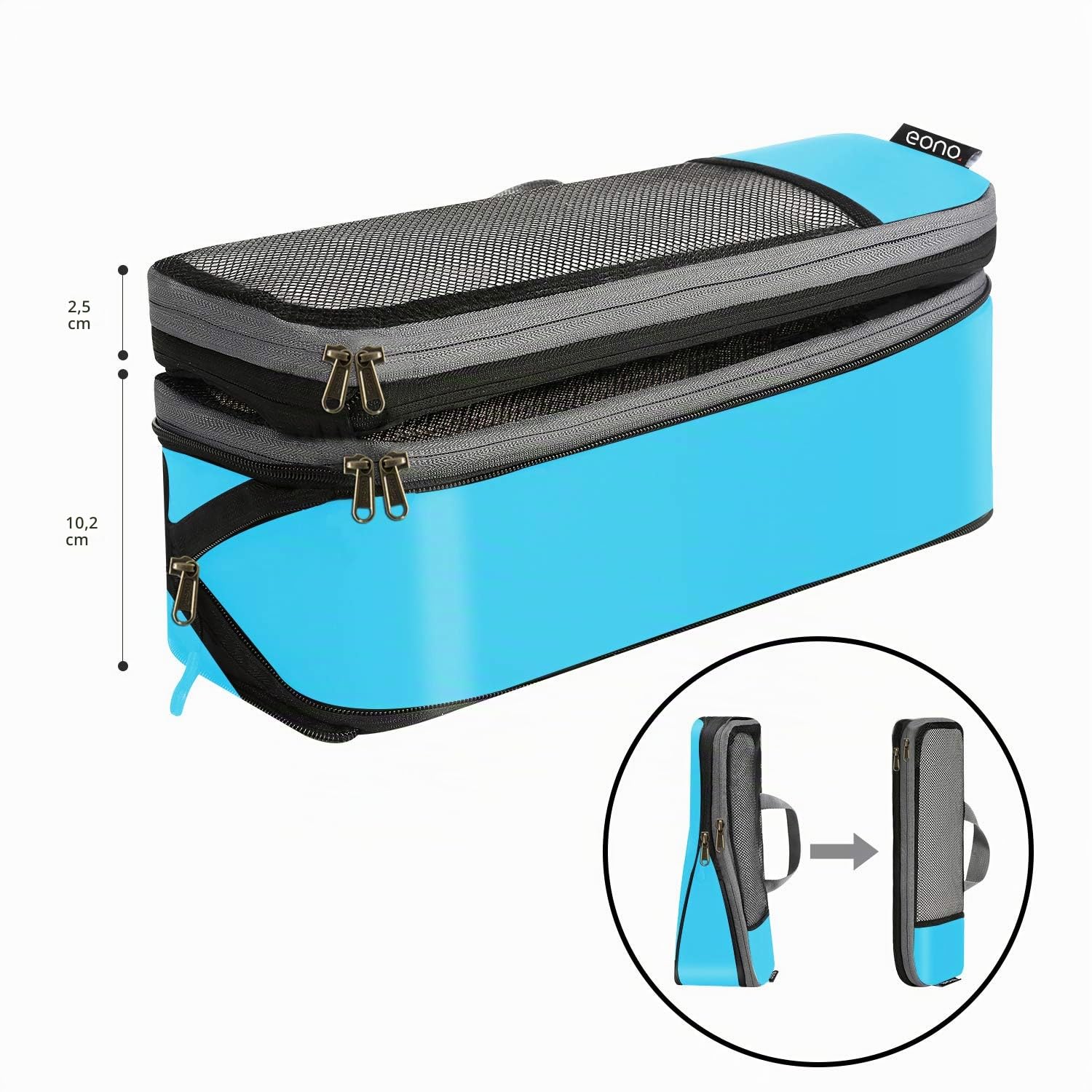 Eono Lot de 3/4/6 Organiseurs de Bagage Bagage Sac Compression pour Voyage Maquillqage Vêtement Sac Organisateur Rangement de Valise Compression Packing Cubes