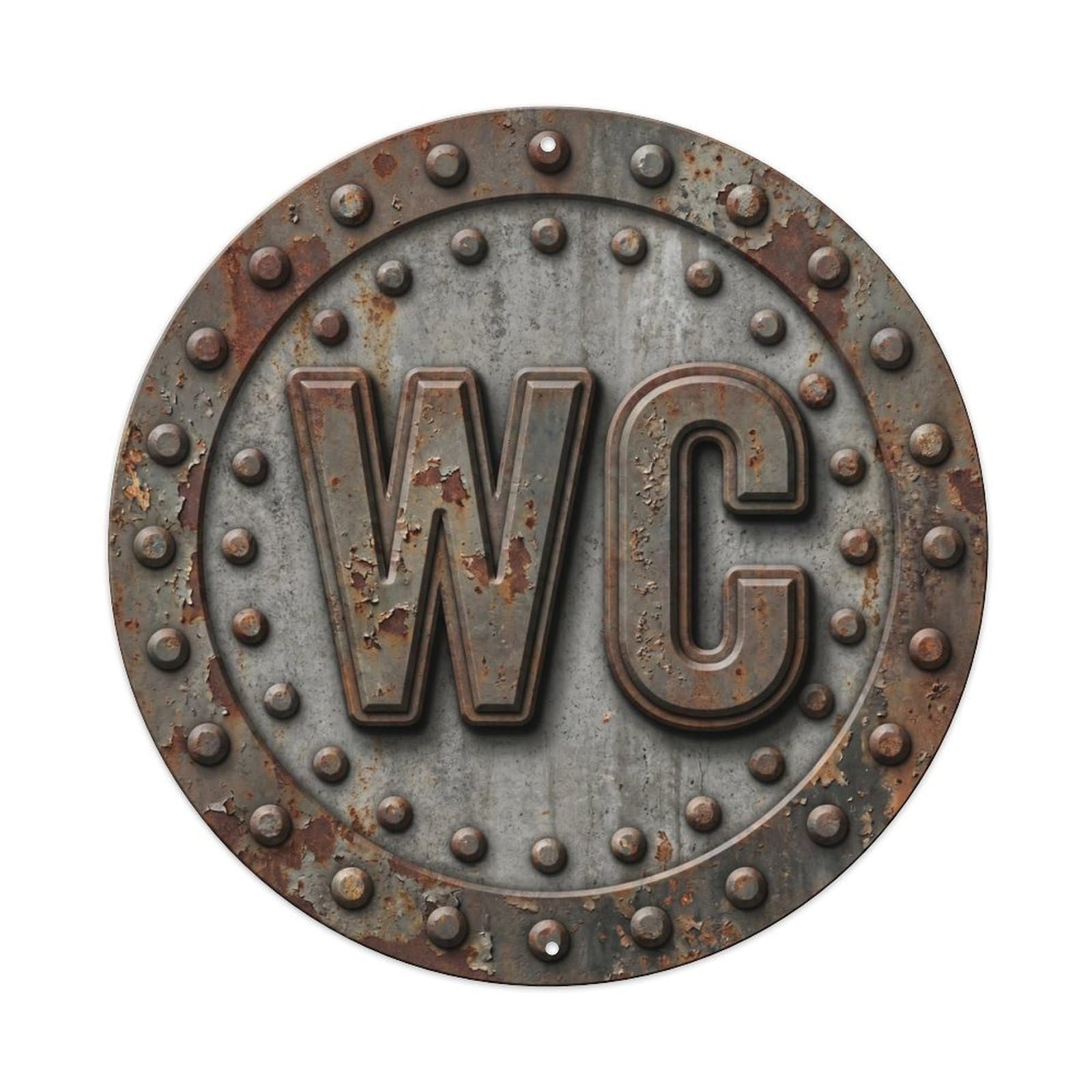 Toilet （WC） Warehouse Plate Metal Tin Sign Plaque Wall Decor for Cafe, Club Bar, Office, Home Garden Round Metal Poster 8x8Inch