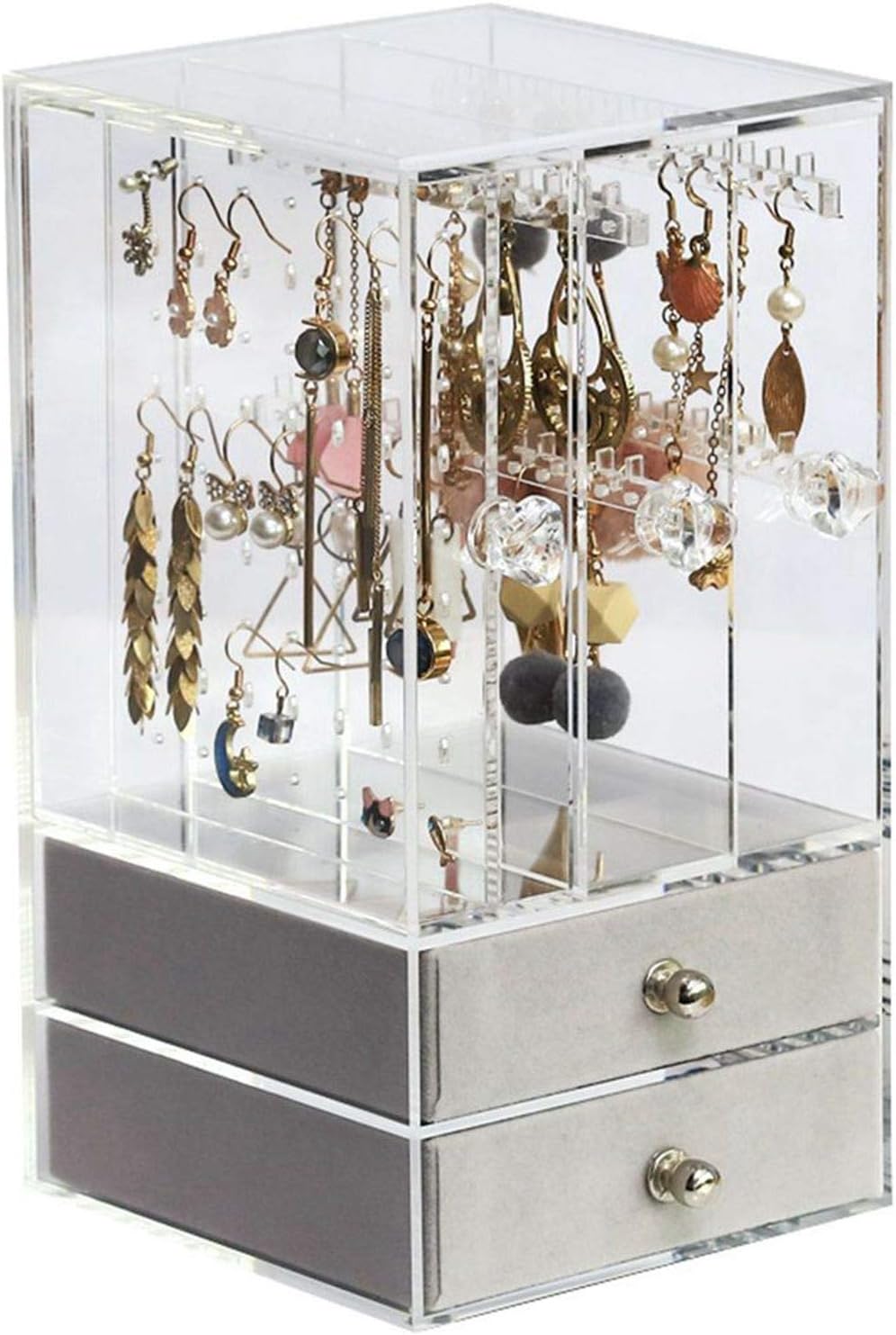 HOSEN Acrylic Earring Holder And Jewelry Box ，Clear Jewelry Organizer ，earring holder organizer ，Necklace Earrings & Bracelet Hanger Acrylic Display Storage Case Decor, Large Size