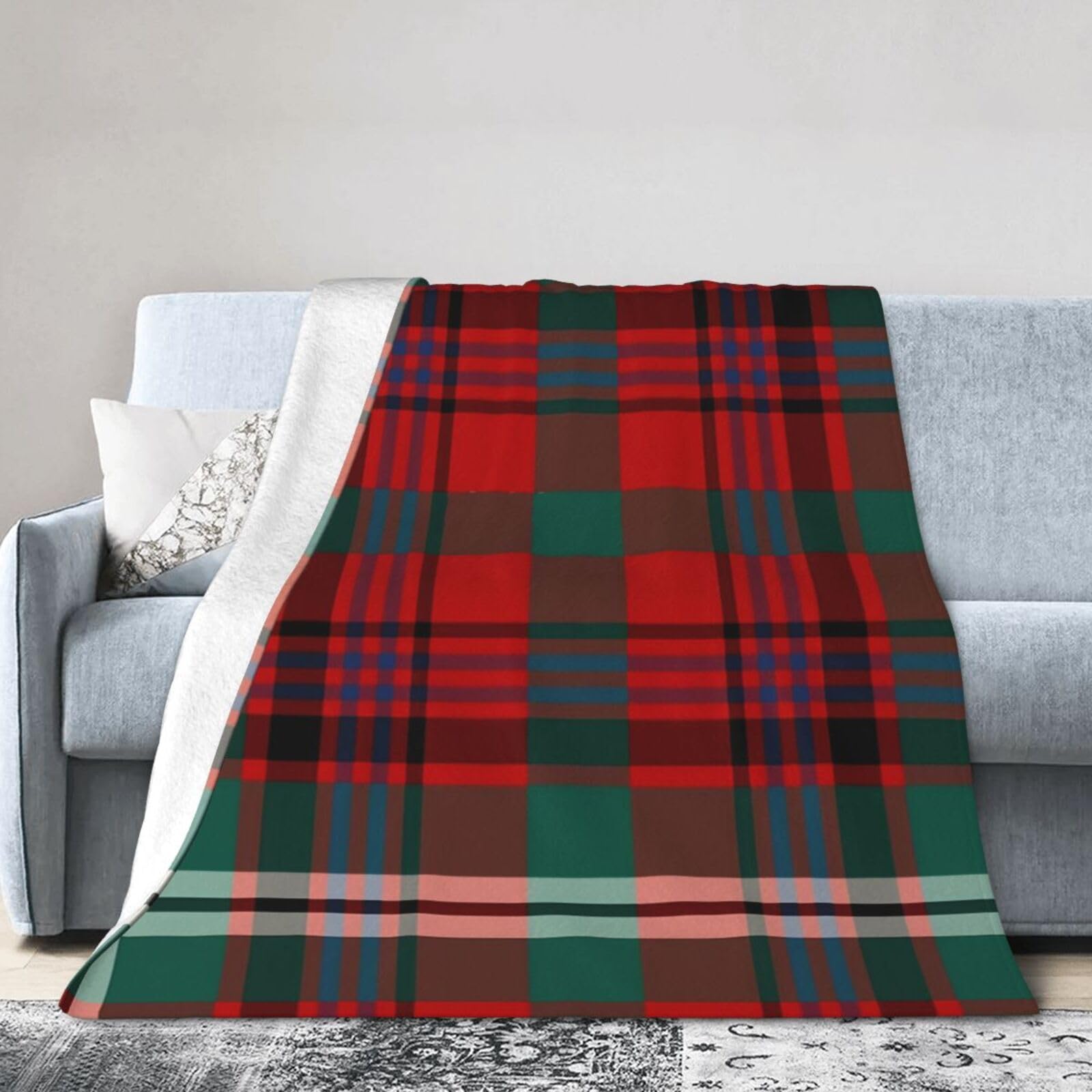 ERTDFXCV Maguire Tartan Pattern Red Irish Plaid Blanket 50"x40"
