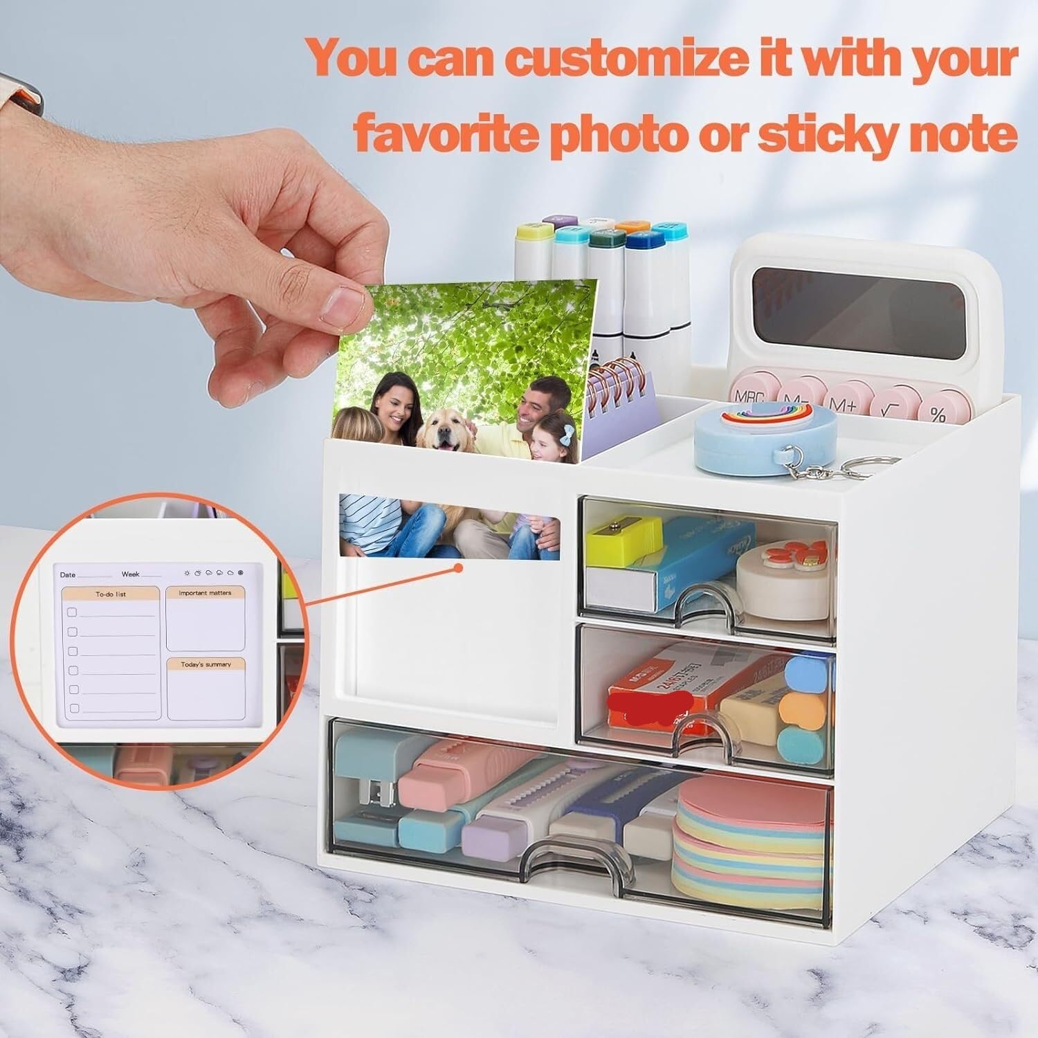 Organizzatore Scrivania Organizer da Scrivania Multifunzione con Cassetti in Plastica per Cosmetici, Trucco E Vanità, per Riporre Oggetti Ufficio