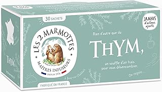 Les 2 Marmottes Infusion Thym des Marmottes - Bien-Être Respiratoire et Relaxation - Apaisant pour la gorge - 30 Sachets par boite - Made in France