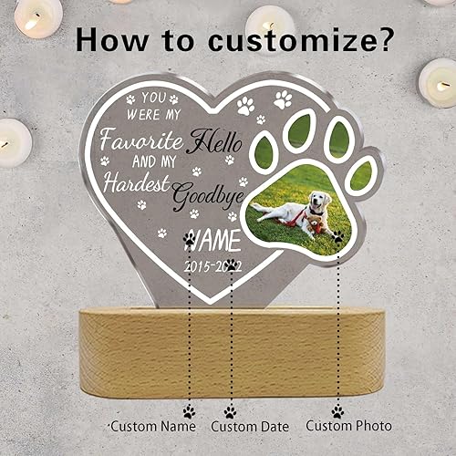 Miniatura 2 de Lámpara Nocturna Personalizada de Recuerdo para Mascotas, Lámpara de Noche de Simpatía, Lámpara de Acrílico Personalizada con Foto, Placa de Foto de