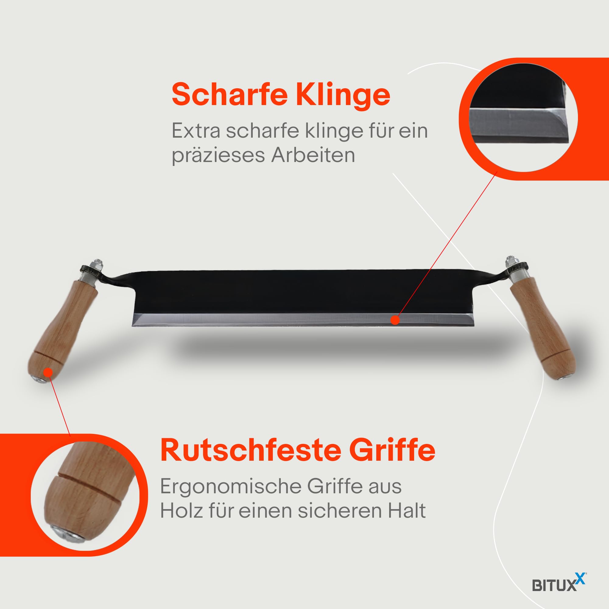 BITUXX Zugmesser für Holz Ziehmesser Schäleisen Zieheisen gerade 10"