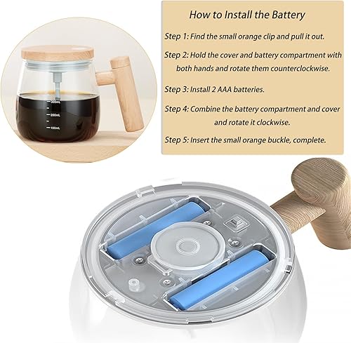 Miniatura 4 de Taza de café autoagitable, taza de café de vidrio de borosilicato de alta calidad, taza mezcladora eléctrica con posavasos termostáticos de 55, taza