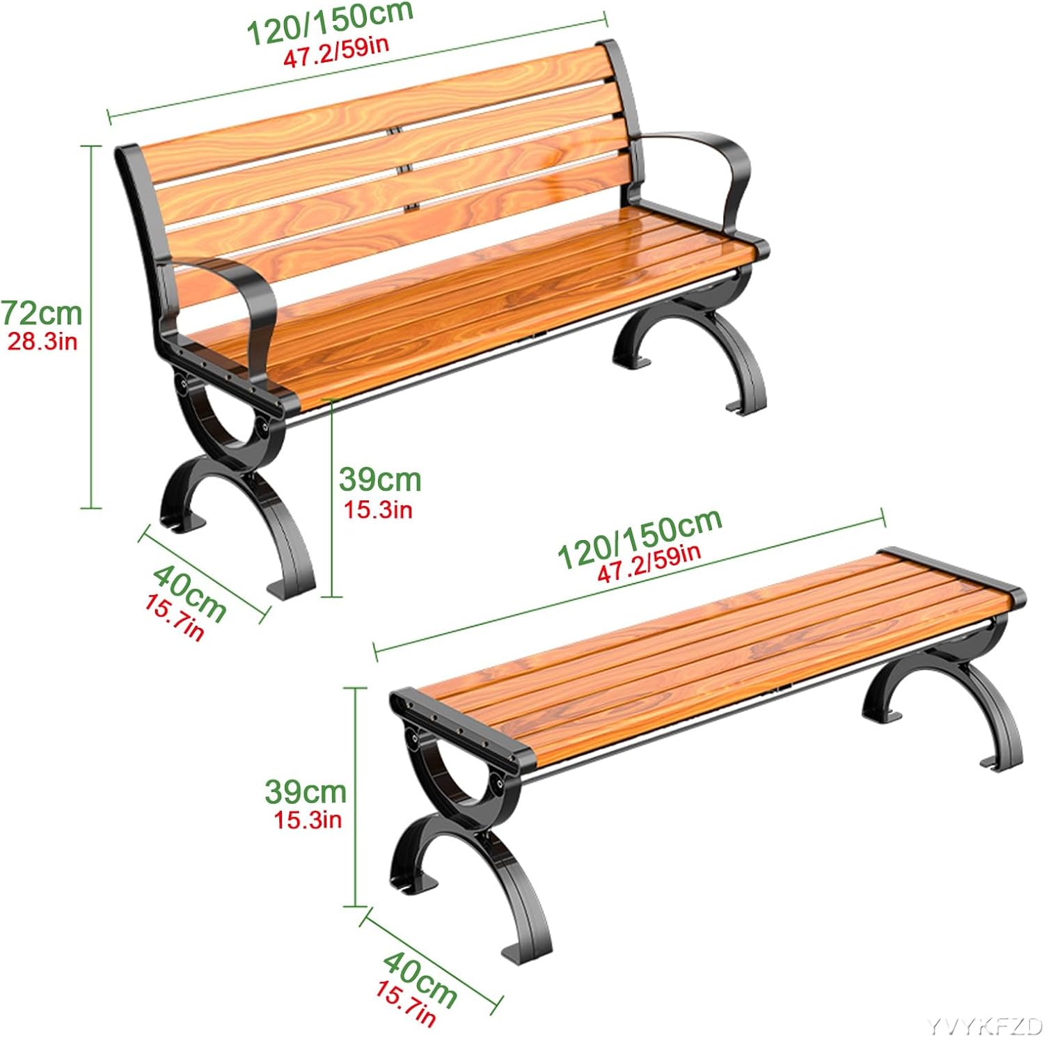 YVYKFZD Outdoor Garden Bench, Traditional Wooden Patio Bench with Smooth Finish, Cast Aluminum Lightweight Sturdy Backless Bench, for Patio, Garden, Lawn (Color : Solid Wood A, Size : L120cm)
