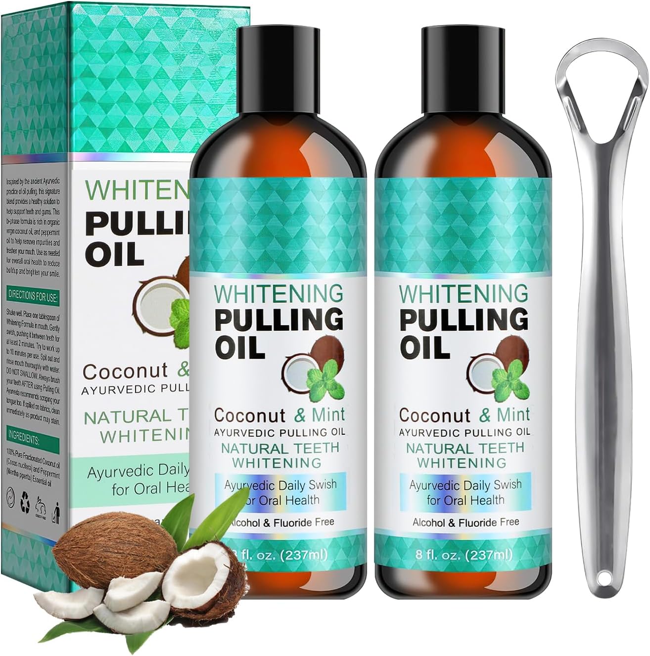 2PCS Coconut Oil Pulling for Teeth and Gums Coconut Mint