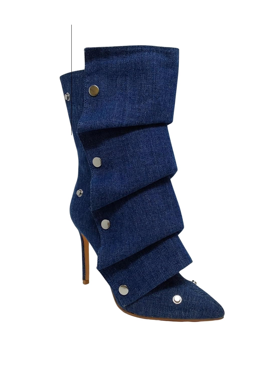 Liliana Womens Pointed Toe Stiletto High Heels Pleated Button Detachable Fold Over Slouchy Boots Runs Small