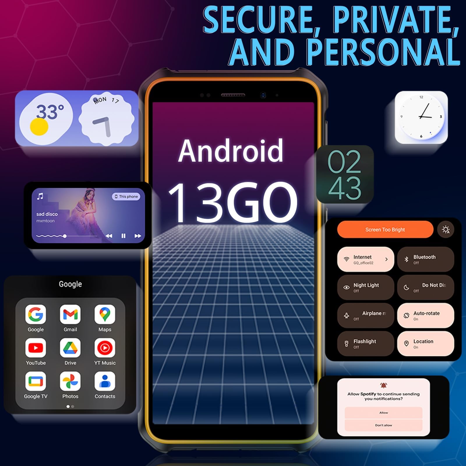 X12 Smartphone Rugged, Telefono Indistruttibile 6GB RAM + 32GB ROM, Display HD+ da 5,45", Fotocamera 13MP, IP68/IP69K Waterproof, Batteria 4860mAh, 4G Dual SIM/NFC/OTG/GPS, Nero