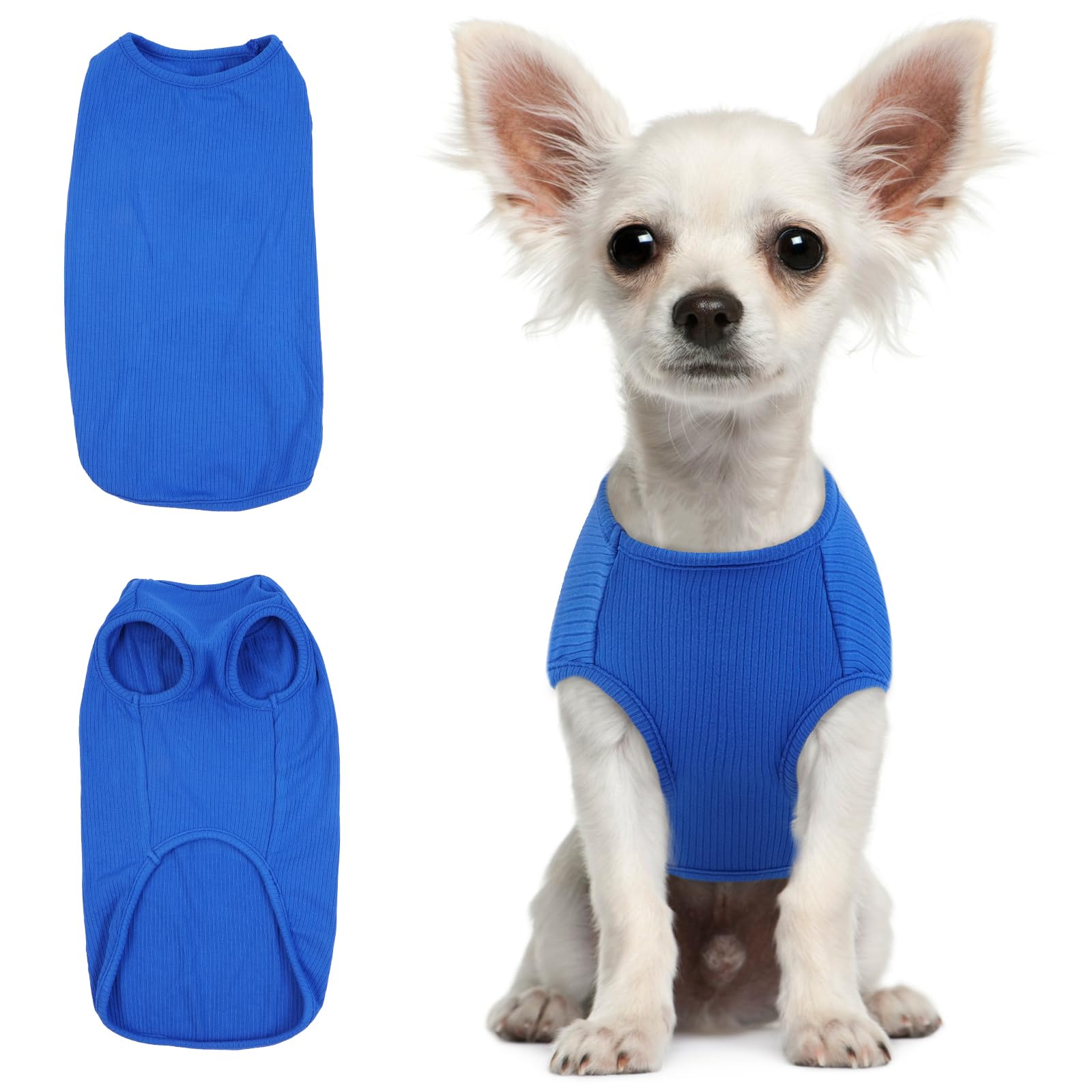 Maglietta Cane - Magliette per Cani Sottile Maglione Estiva Cane Taglia Piccola Maglia per Cani, Maglioncino a Righe Maglia Elastico (Blu zaffiro XXS)