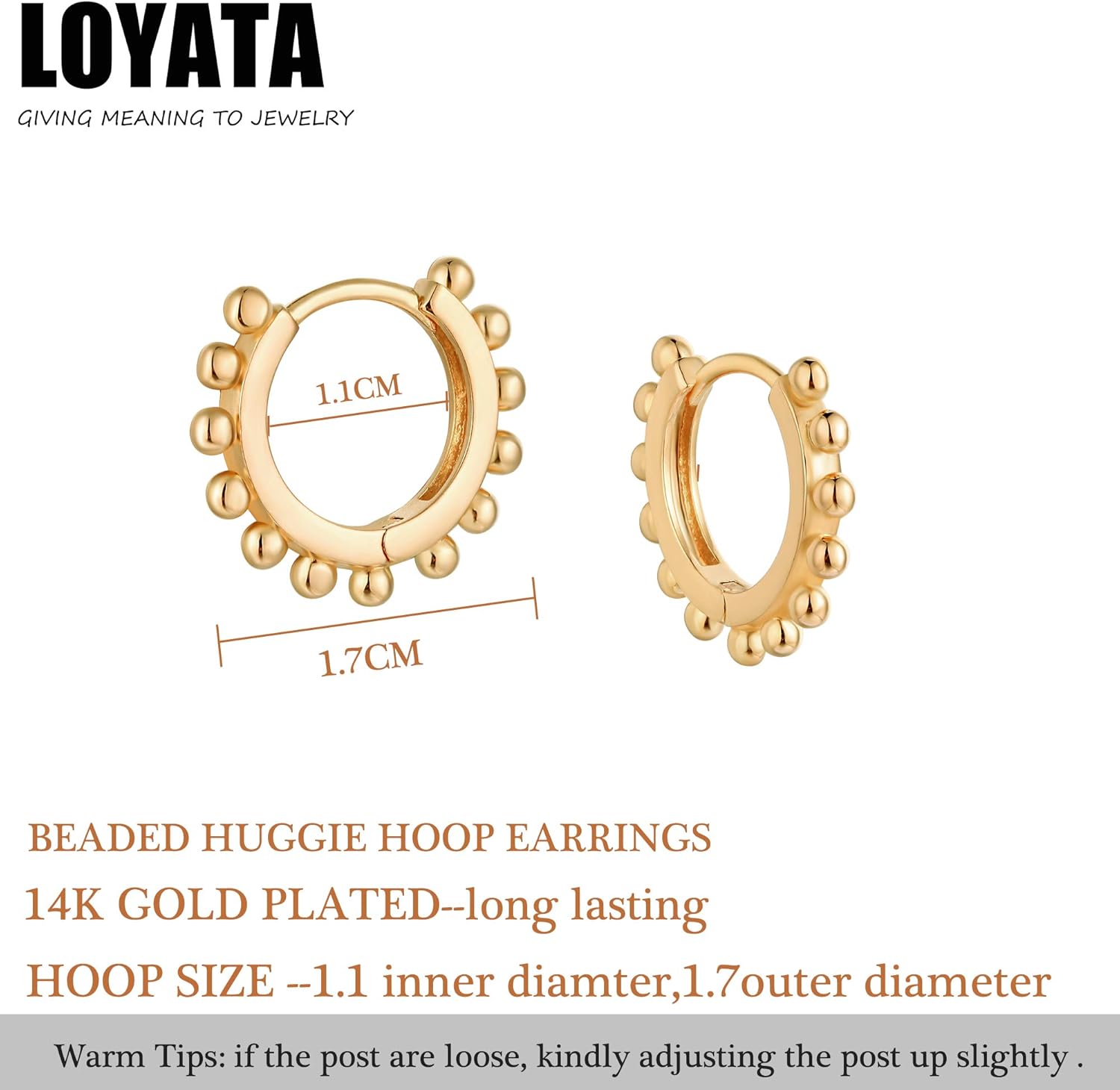 LOYATA Gold Huggie Hoop Earrings 14K Gold Plated Dainty Small Simple Hypoallergenic Jewelry Gift for Women - Image 5