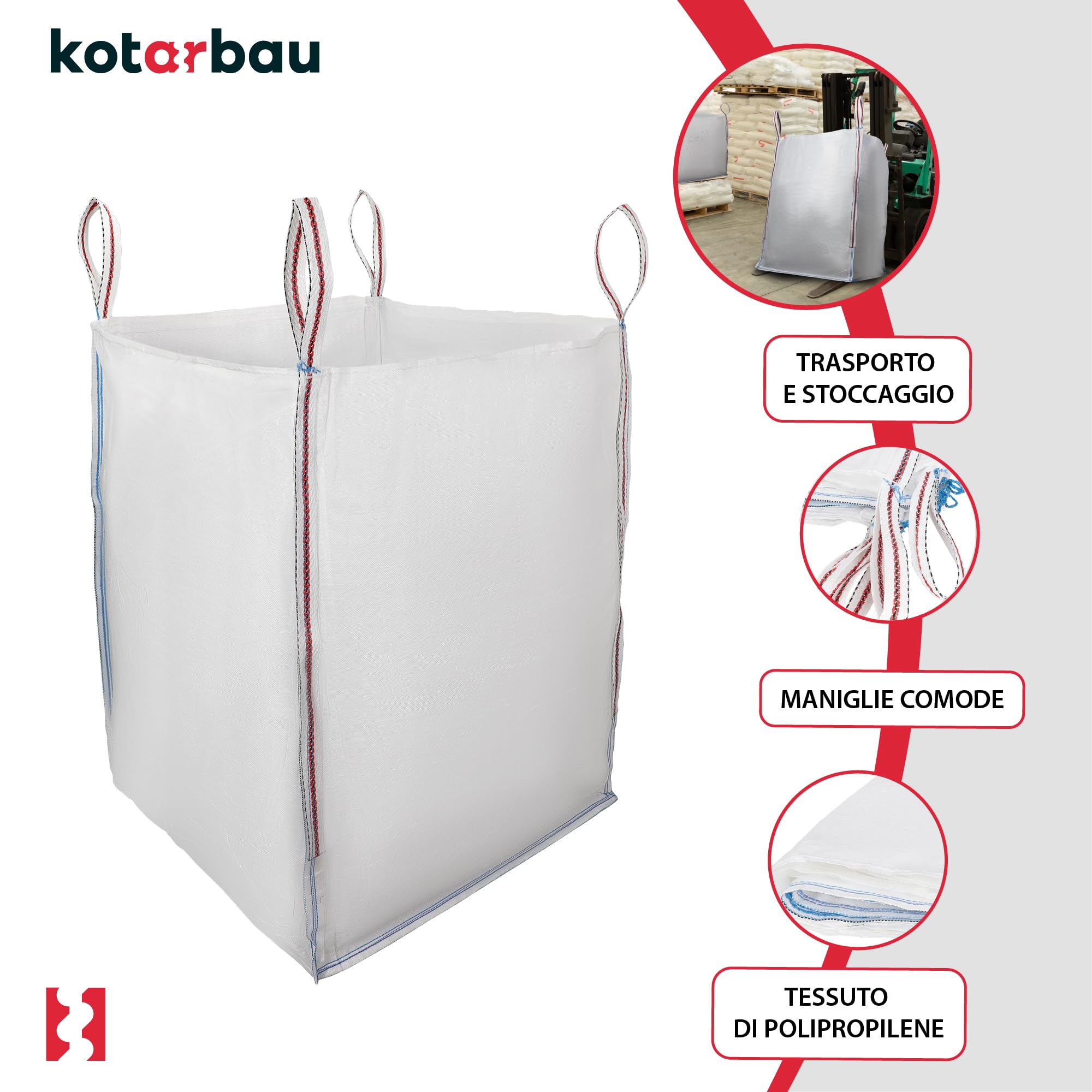 KOTARBAU Big Bag, 2 sacchi per rifiuti da giardino, 90 x 90 x 120 cm, stabili, aperti, 1000 kg, in polipropilene, per carichi pesanti, da giardino, da giardino, per rifiuti