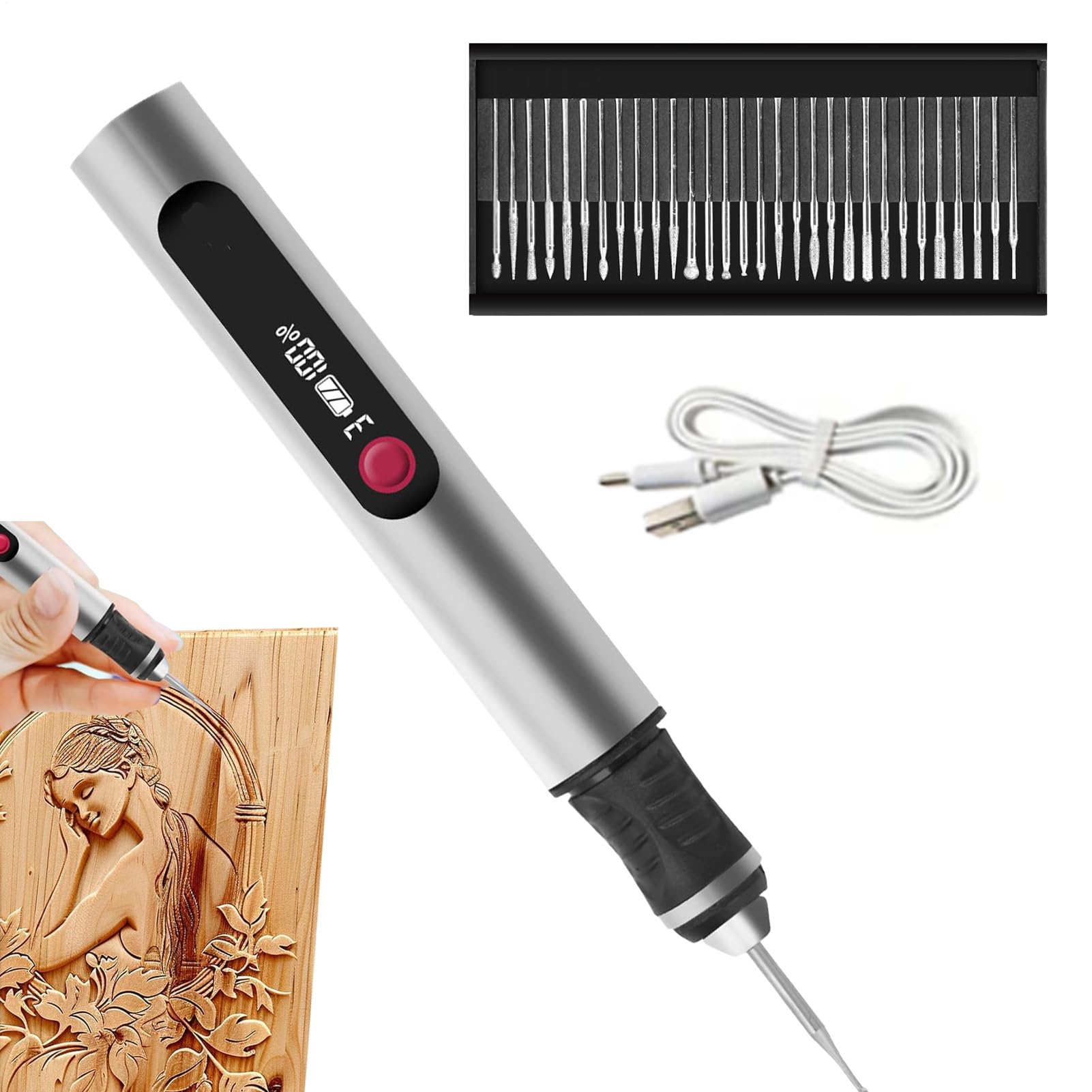 Bolígrafo grabador inalámbrico para madera, vidrio y metal con diseño portátil DIY