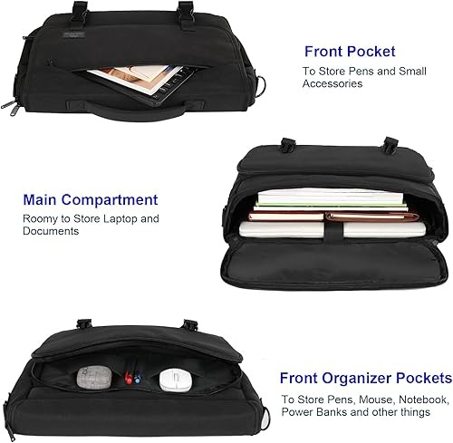 Miniatura 3 de MATEIN Bolsa de mensajero para hombre, maletín ligero para laptop de 17.3 pulgadas, bolsa para laptop con ruedas, maletín grande para hombre con