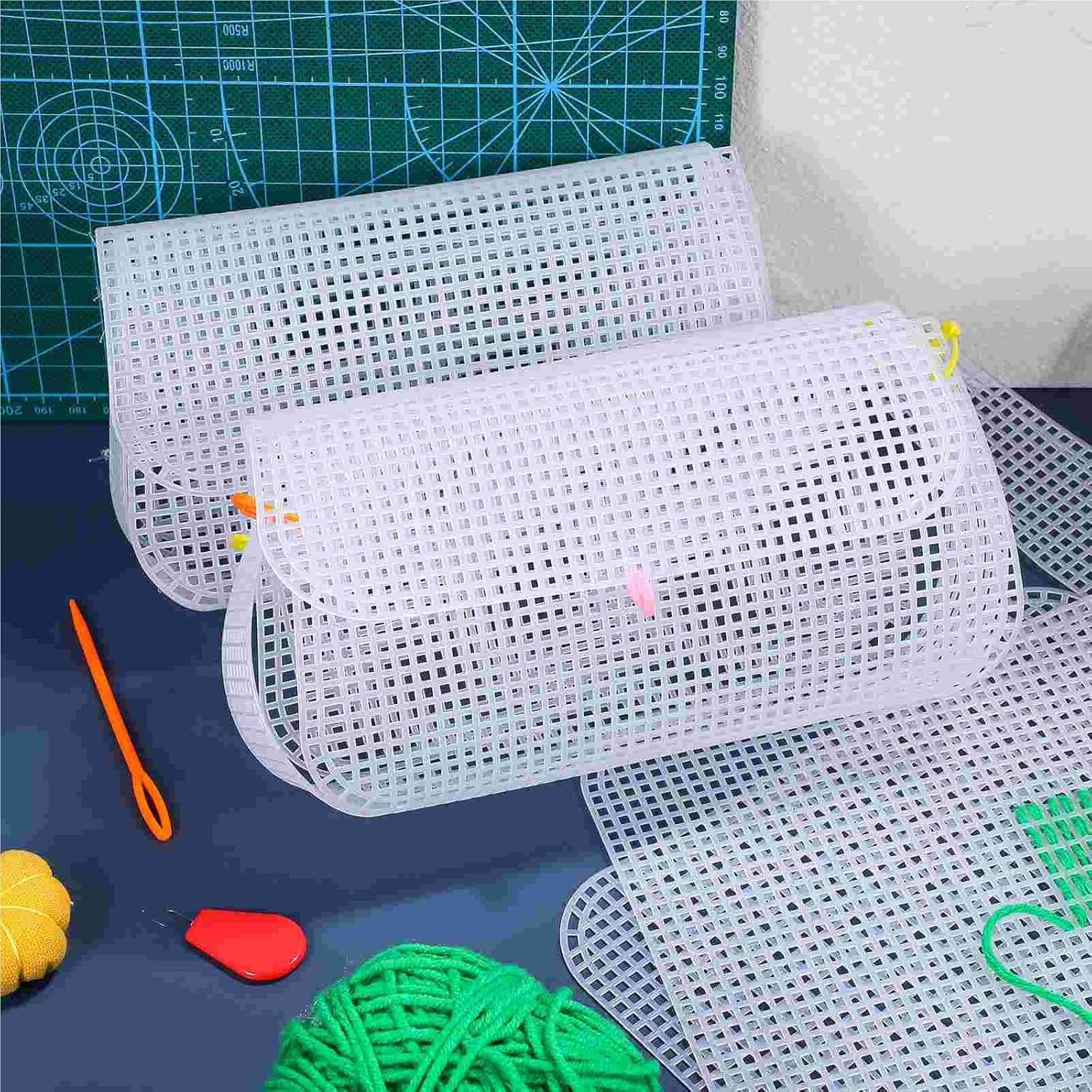 Plastic Canvas Sheets 8 Pcs Plastic Mesh Sheet Crochet Grid Canvas Shapes Quilting Sheets Crafting Sewing Needle DIY Project Kit