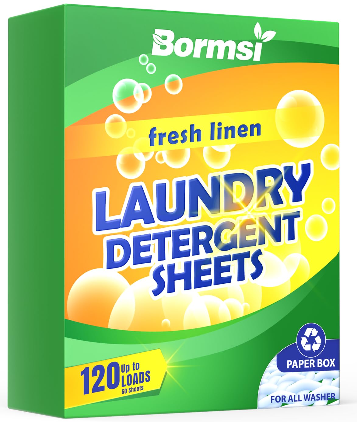 Laundry Detergent Sheets Fresh Scent 120 Loads No Plastic Jug, Travel Laundry Soap Detergent 60 Sheets[Amazon-developed Certification] Compact by Design