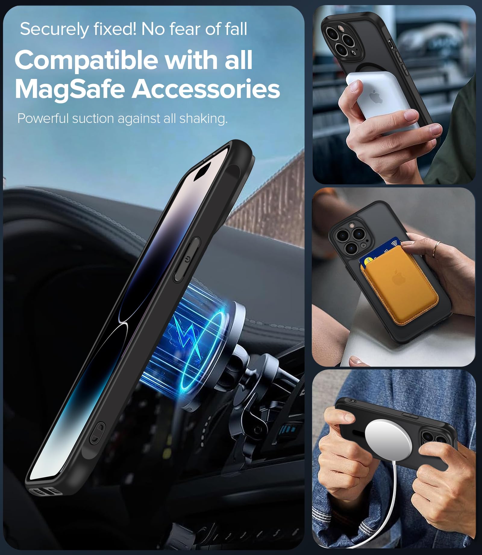 Custodia Magnetica Trasparente Per IPhone 14 Pro Max Con Protezione Fotocamera + 2 Pellicole Omaggio – Antiurto, MagSafe, Mai Gialla - 2
