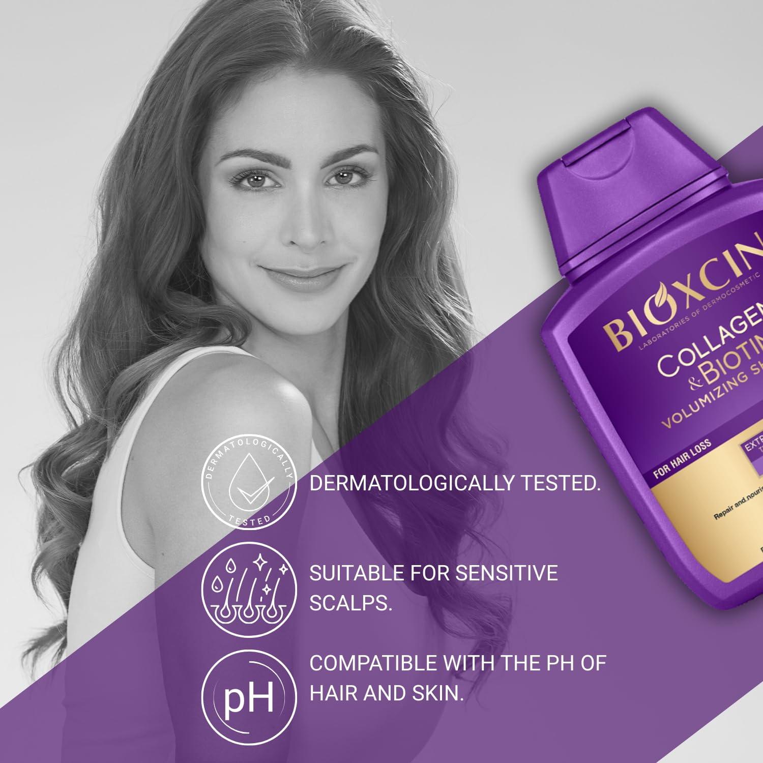 BIOXCIN Collagen Biotin Shampoo Anti-Hair Loss for All Hair Types Volumizing Herbal Formula 3-Pack 300 ML - Image 3