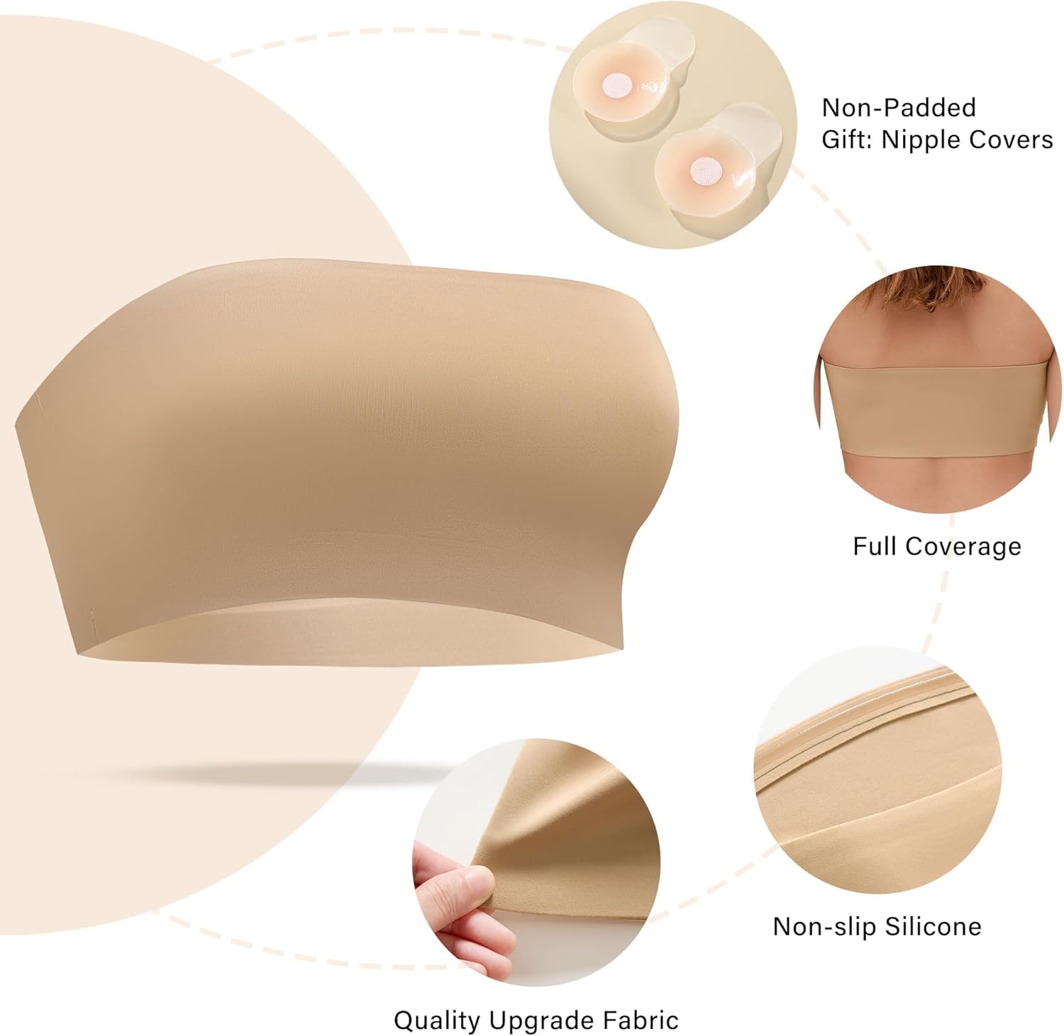 DEANGELMON Strapless Bras for Women Non-Slip Silicone Bandeau Seamless Tube Top Bralette Comfy Non Padded Stretchy Stylish - Image 7
