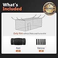 Vista 8 de ORIENGEAR Baseball Batting Cage Nets, ONLY NET, 70'L/55'L/35'L/20'L Baseball and Softball Cage Netting, 1.88" #45 Mesh, Professional Fully Enclosed