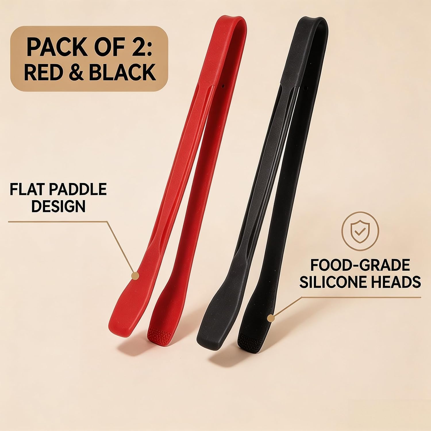 11-Inch Silicone Tongs for Cooking, Heat Resistant Kitchen Tongs with Silicone Tips and Sturdy Stainless Steel Core, Non-Stick Safe for Air Fryer, Flipping, BBQ, and Salad (Red)