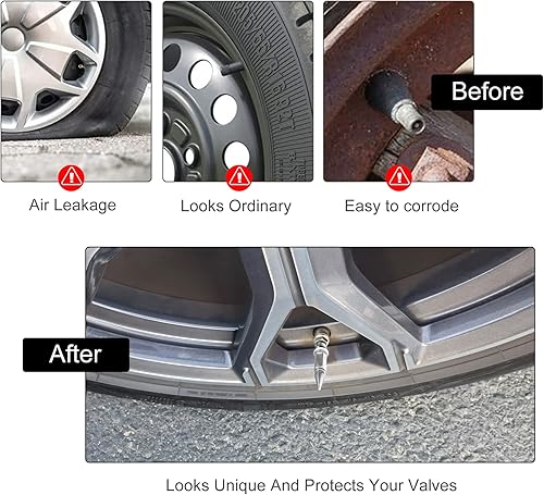 Miniatura 6 de Tapones de válvula SINGARO de 2.36 pulgadas, aleación de aluminio, a prueba de polvo e impermeables, aptos para automóviles, camiones y motocicletas