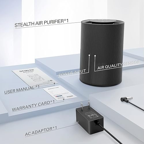 Miniatura 9 de STEALTH Purificadores de aire JAP200 y filtro original de repuesto para habitaciones grandes de hasta 673 pies cuadrados, filtro H13 True HEPA,