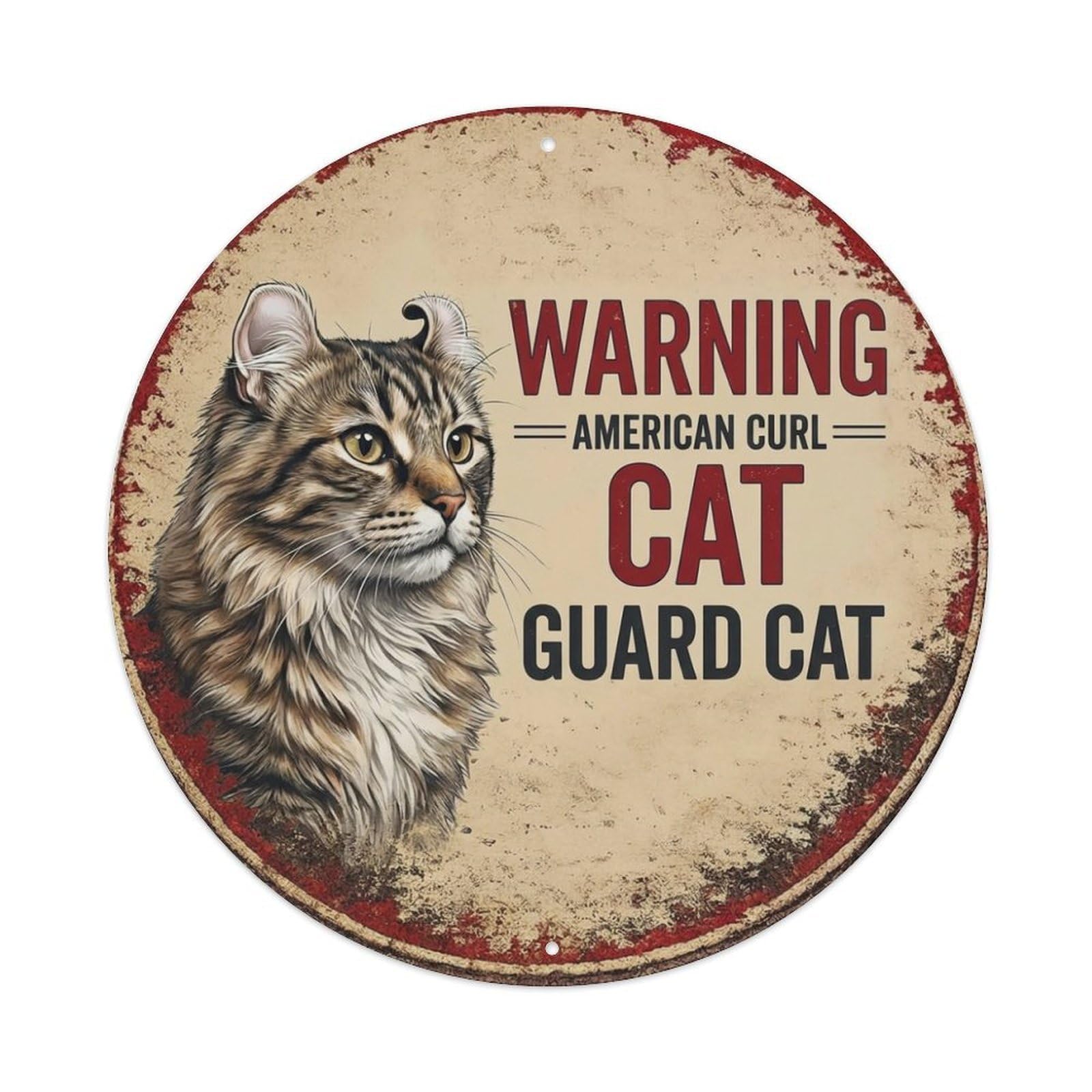 Tgrcjimh Style Metal Tin Sign Vintage Warning American Curl Cat