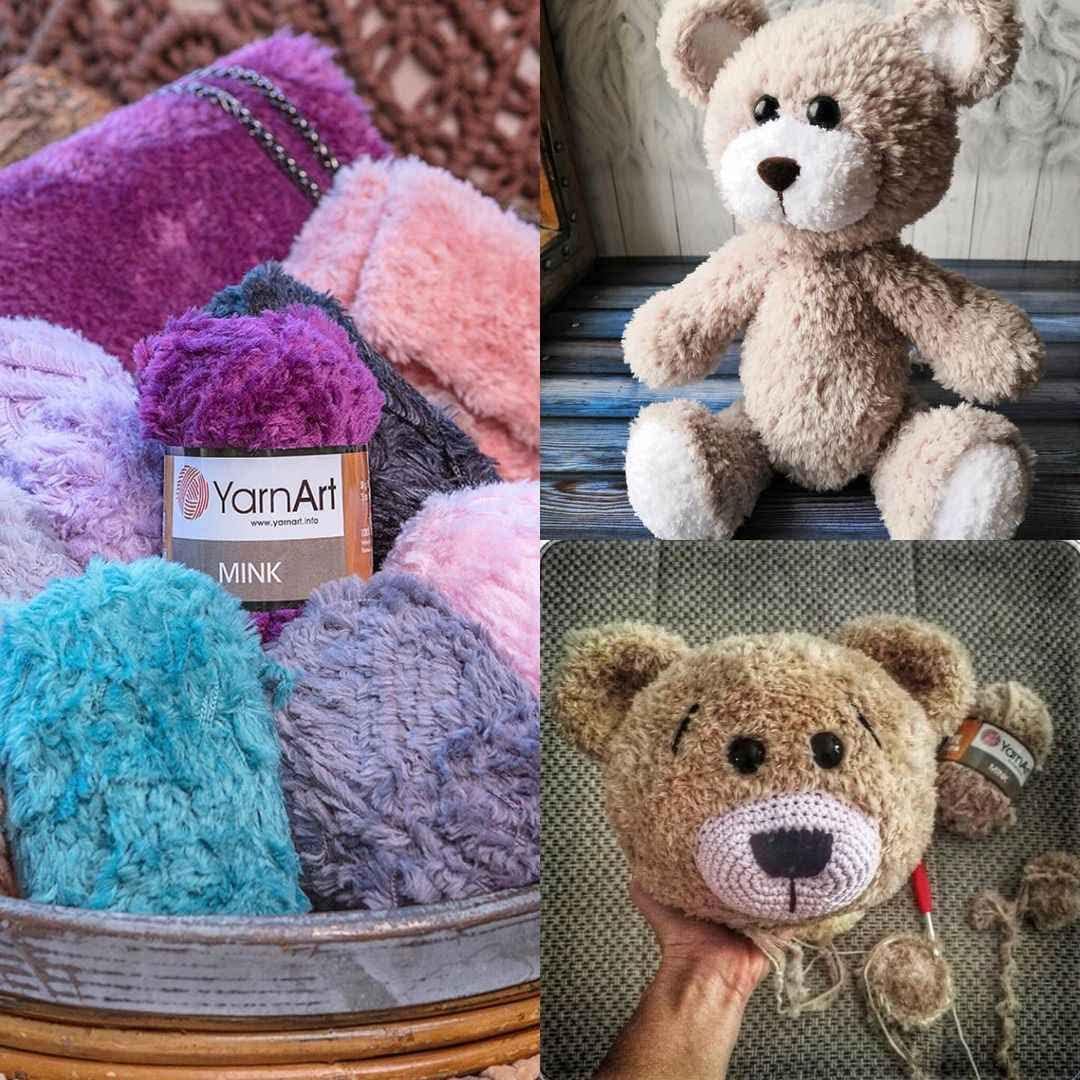 Yarn Art 5 Pack Mink (5 Skein) Fur Yarn, Soft Fur Yarn Chunky Fluffy Faux Fur Yarn Fuzzy Fur Yarn Eyelash Yarn for Crochet Knit Clothes Knitting (50gr*5) (75m*5)…(Yarnart Mink 345)