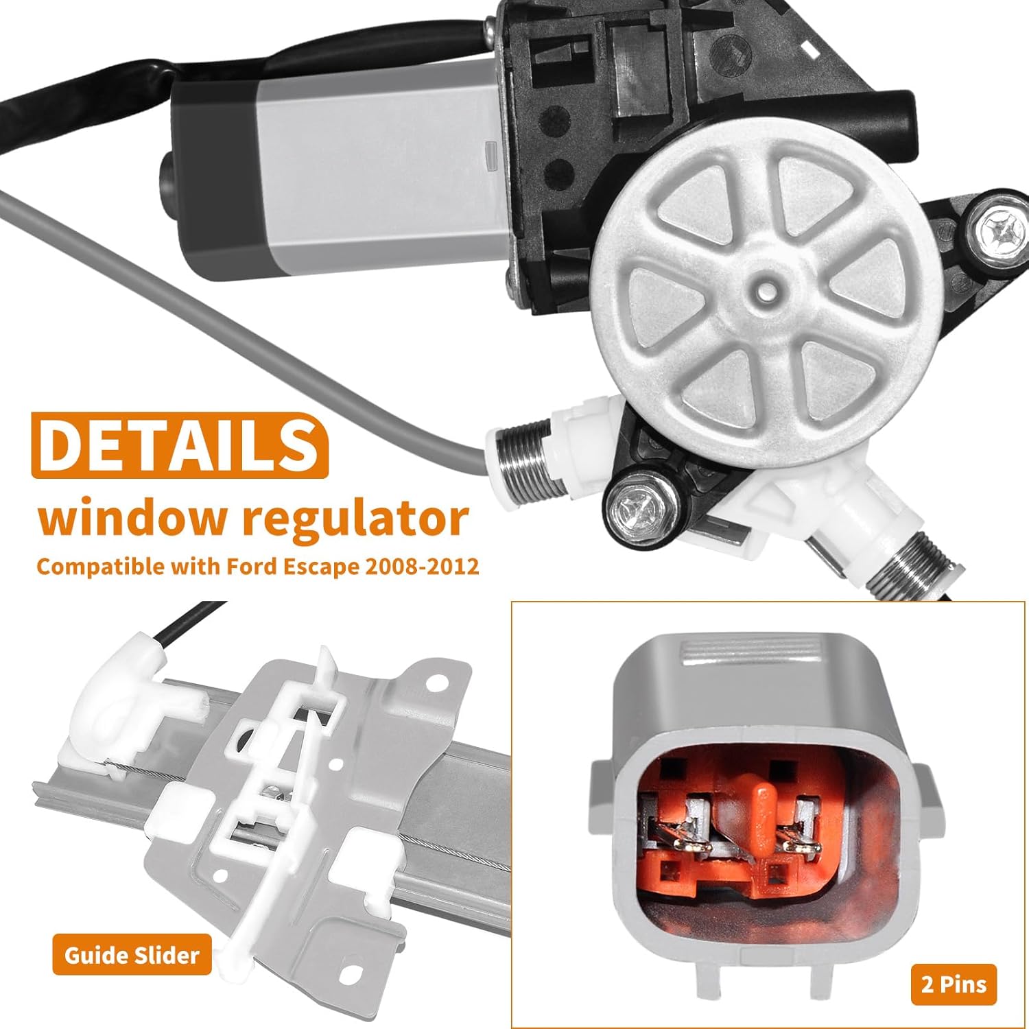 751-712 Rear Driver Power Window Regulator with Motor Assembly for Ford Escape for Mercury Tribute for Mazda Mariner 2008-2012