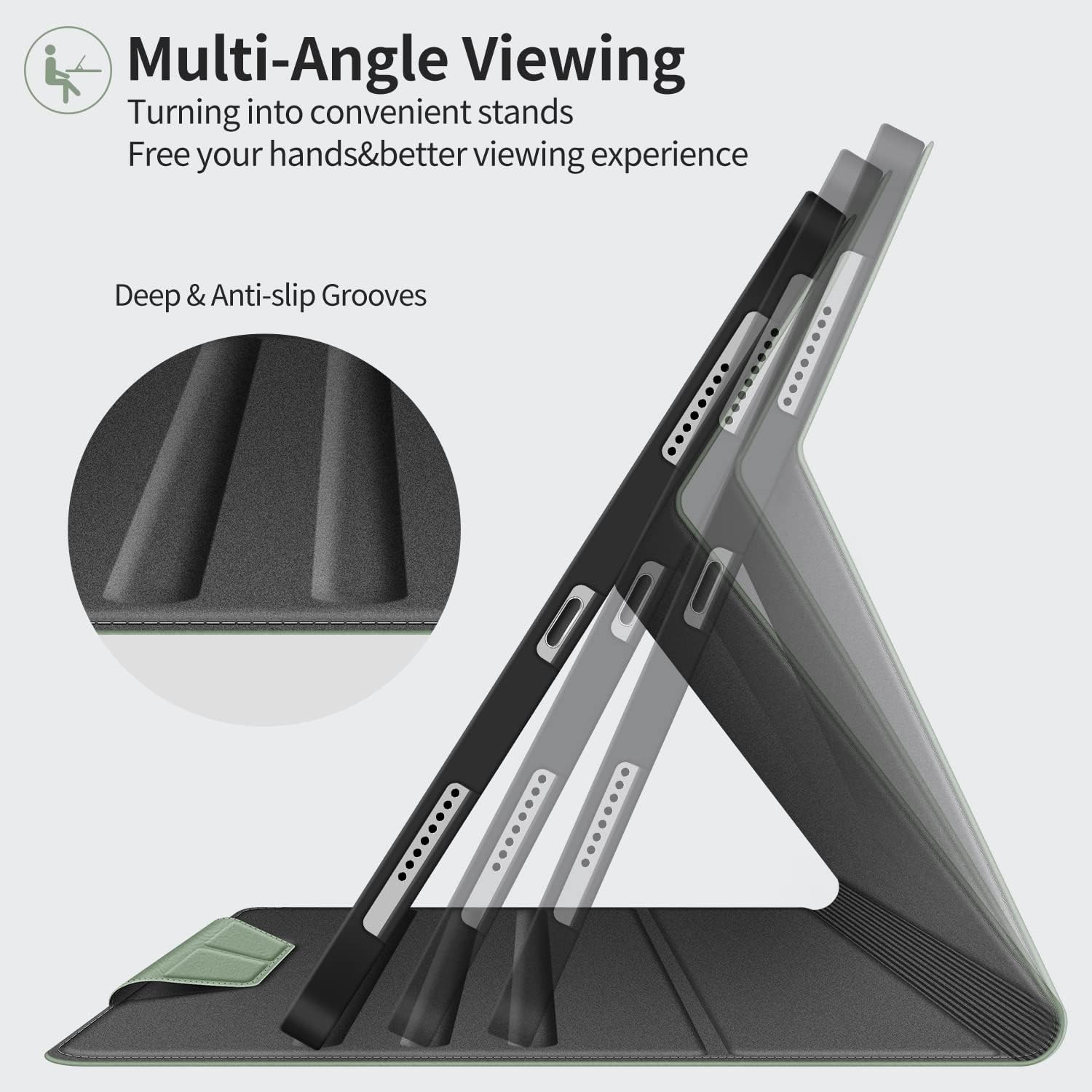 H HOLIMET Case for iPad Pro 11 Inch 2022 4th/3rd/2nd/1st Generation 2021/2020/2018 with Pencil Holder Folio Stand Auto Wake/Sleep Vegan Leather, Green