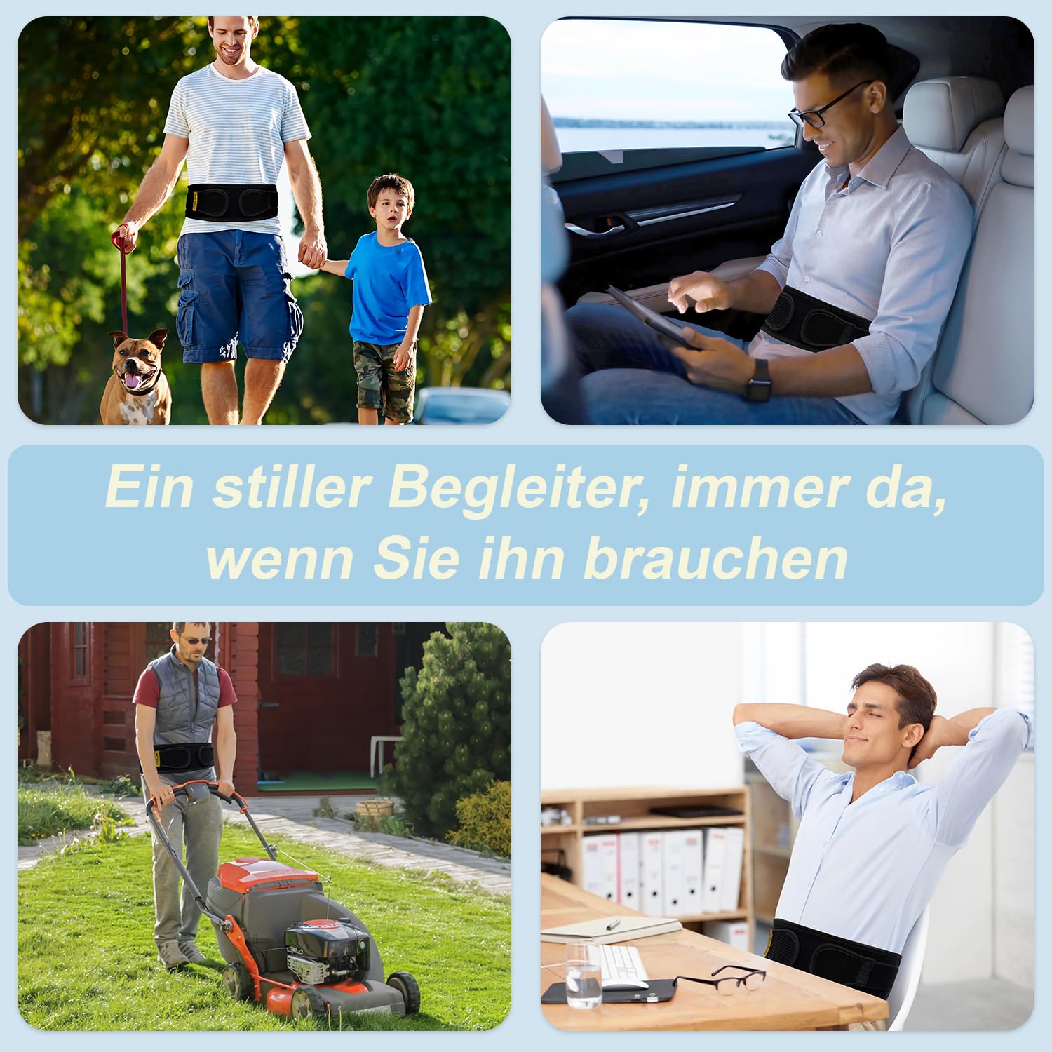 cybryeh Dünner & leichter Rückenstützgürtel für den unteren Rücken – Schmaler, atmungsaktiver Stützgürtel mit verstellbarer Lendenstütze für Damen und Herren, Komfort den ganzen Tag