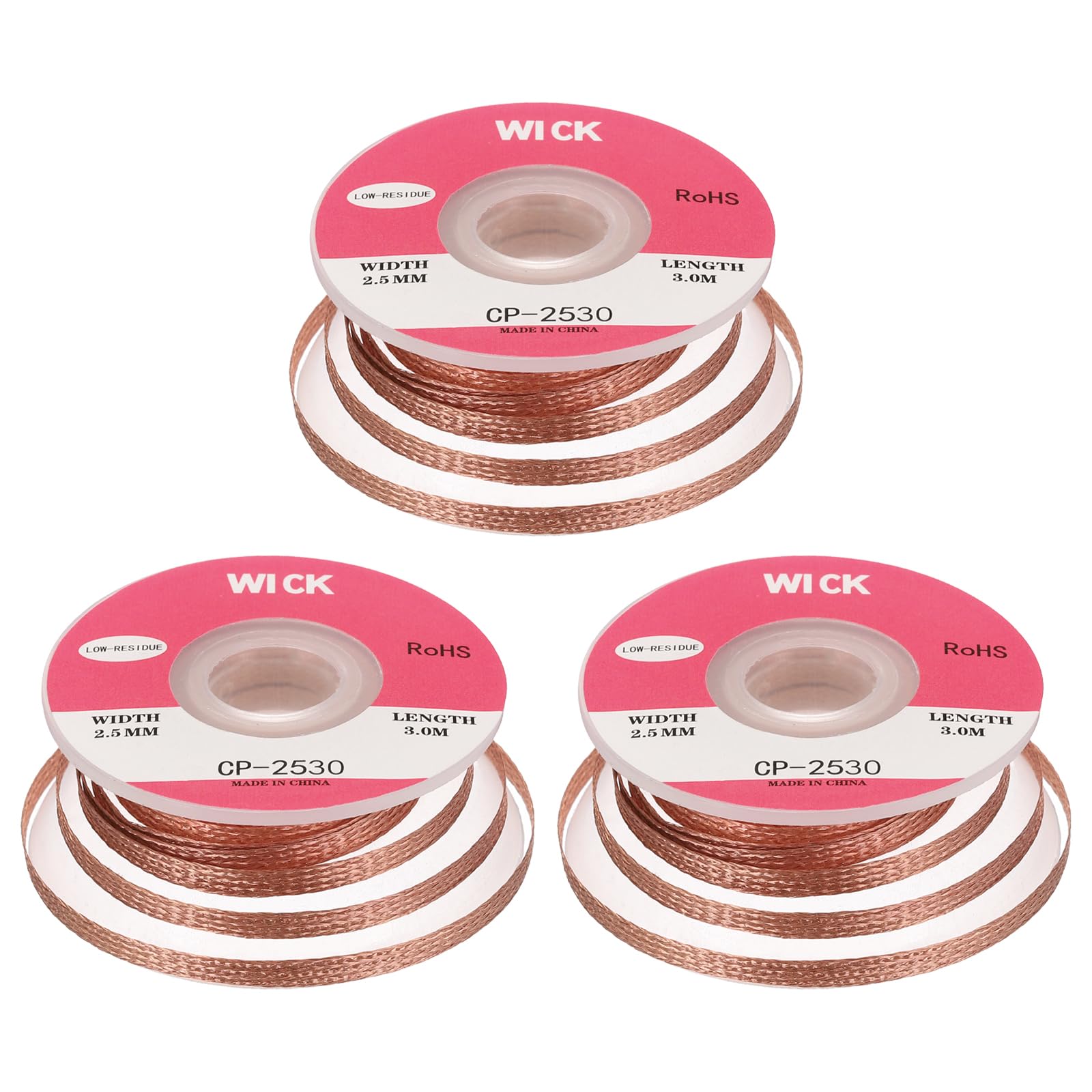 MECCANIXITY Solder Wick Braid No-Clean Desoldering Wick Braid 0.1 Inch Width 10 Feet Length for Remove the Solder Electrical Components 3 Pack