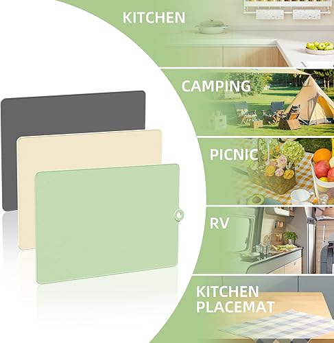 Vista 13 de Tabla de cortar de TPU para cocina, juego de 3 tablas de cortar seguras, tablas de cortar flexibles antideslizantes con ranura para jugos, Amarillo