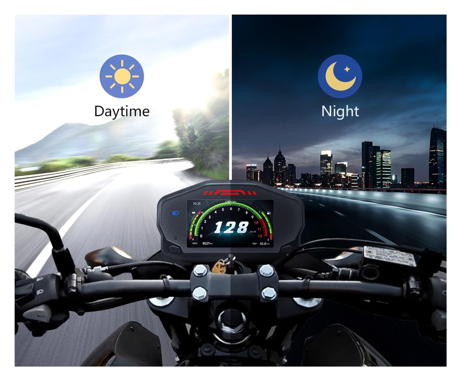 Compteur de Vitesse Digital Moto Compteur De Vitesse De Moto Tachymètre Odomètre Affichage Universel Tableau De Bord Tachymètre Instrument avec Double Odomètre