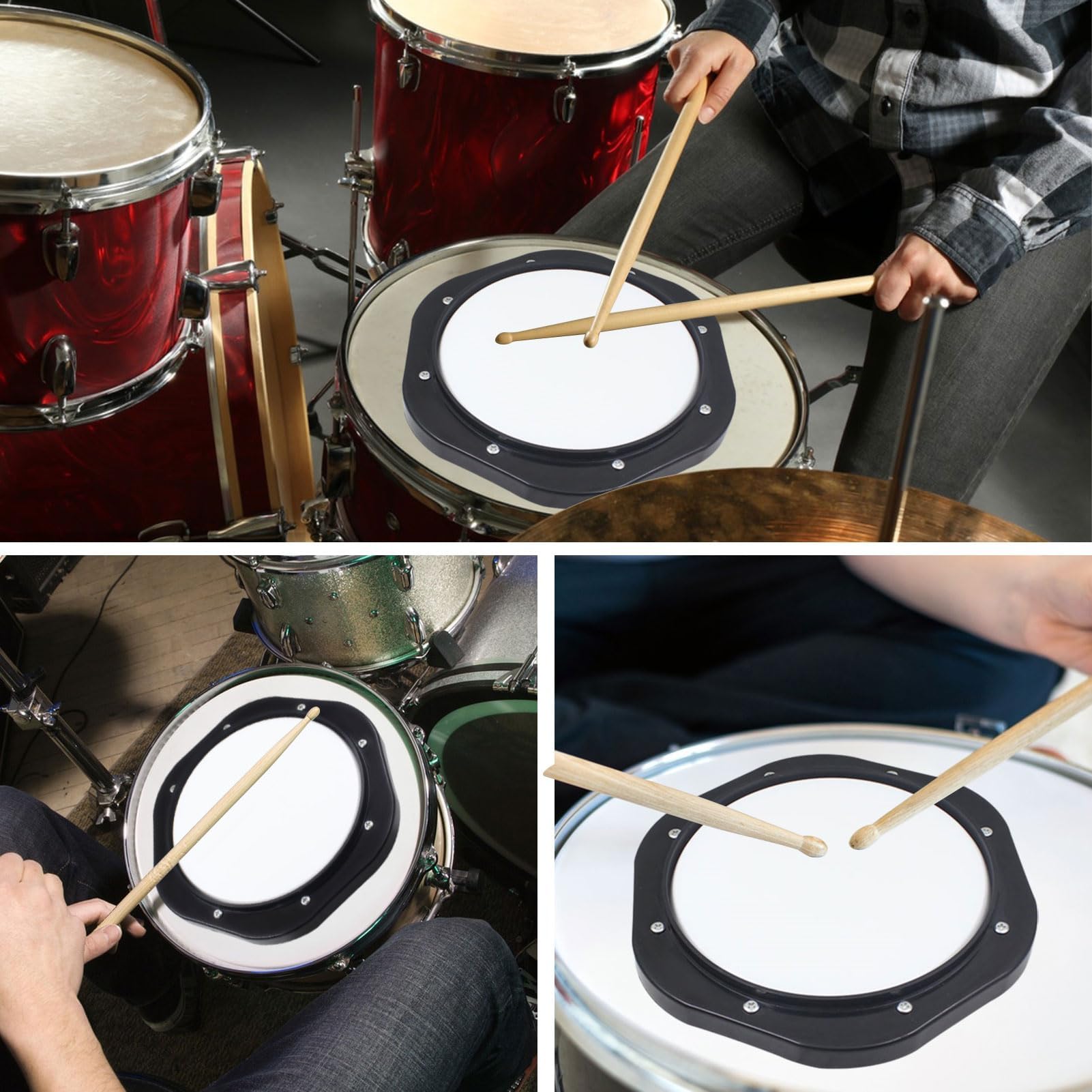 Almohadilla De Batería, Almohadilla De Batería De Plástico De 10 Pulgadas Tambor De Práctica Silenciosa Instrumentos De Percusión Musical Almohadilla De Batería Ligera Para Práctica Para Baterista