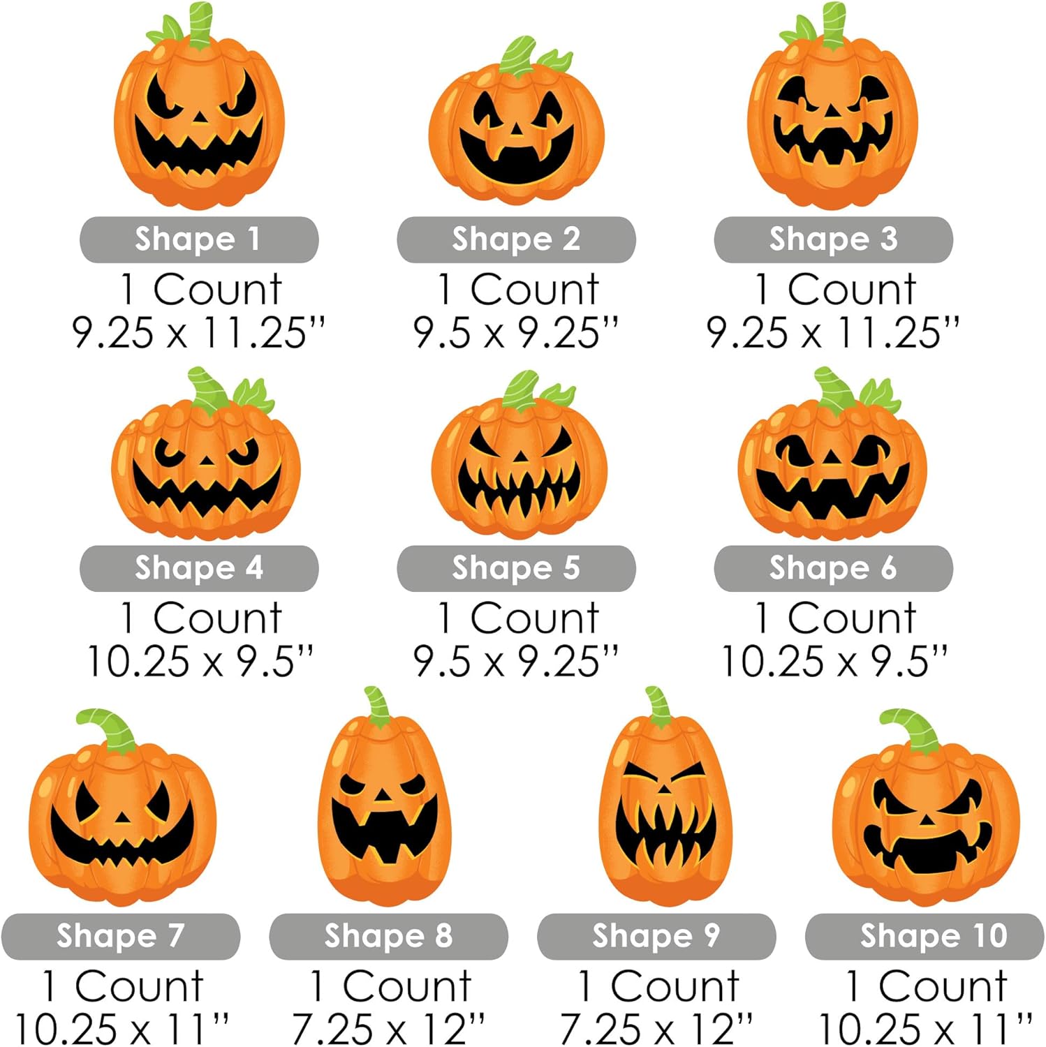 Big Dot of Happiness Halloween Pumpkins - Lawn Decorations - Outdoor Jack-O'-Lantern Party Yard Decorations - 10 Piece