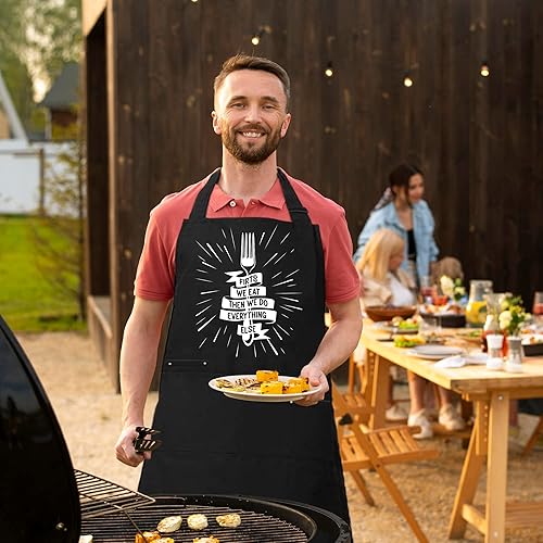 Miniatura 5 de Delantales divertidos para hombres con 4 bolsillos espaciosos - Regalos perfectos para hombres - Delantales de cocina a la parrilla, barbacoa chef