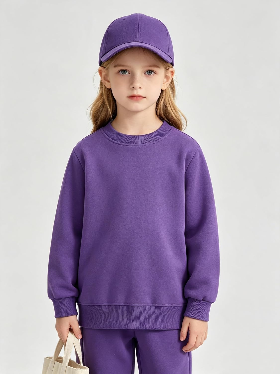 AIWUHE Kids Boys Girls Sweatshirt Fleece Pullover Crewneck Solid Tops 3-13Y