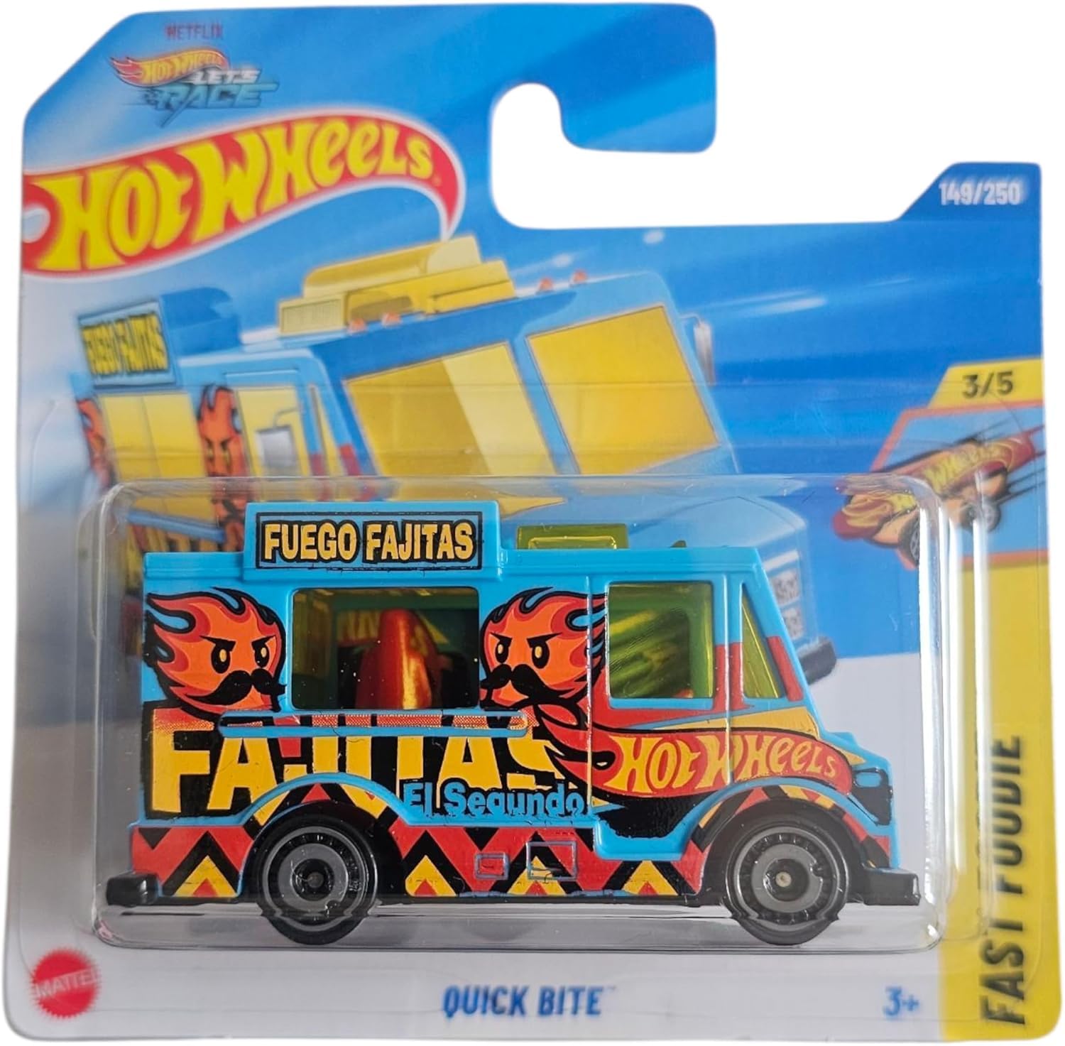 Hot Wheels Quick Bite Food Truck, Fuego Fajitas, Die-cast Model, 1:64 Scale, 3+ Years
