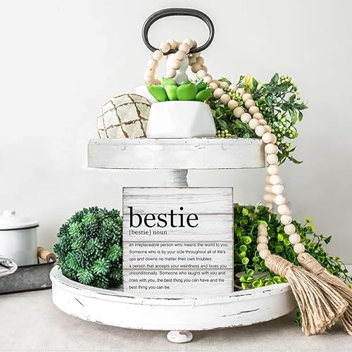 Miniatura 7 de Letrero de madera con texto en inglés "Bestie Gifts Bestie Definition", texto en inglés "Best Friend", con citas para escritorio, decoración del