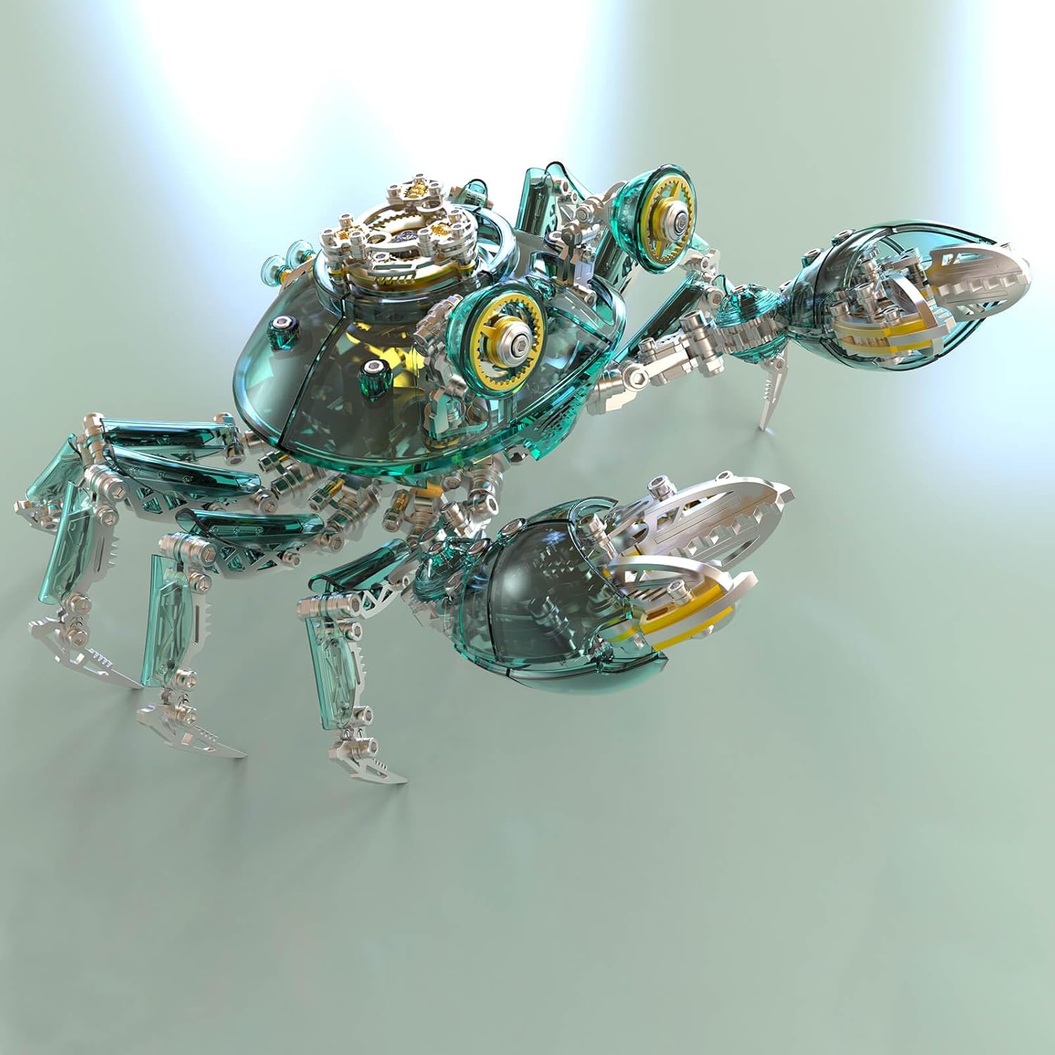 Metalkitor 3D Metal Puzzle Crab – Premium 3D Metal Puzzle for Adults, 666 Pieces, Stainless Steel & Transparent PC, Exquisite Craftsmanship, LED Light Feature, 8-14 Hours Assembly (Green)