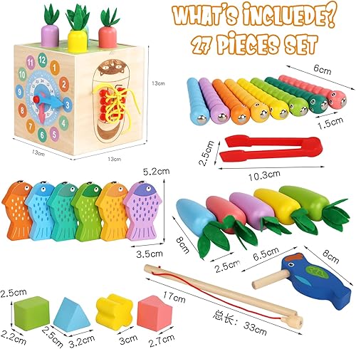 Miniatura 3 de Juguetes Montessori 8 en 1 para bebés niños y niñas, incluye caja de permanencia de objetos, caja de monedas Montessori, juego de cosecha de