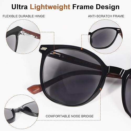 Miniatura 3 de LADEESSE Paquete de 3 lentes de sol de lectura para mujeres y hombres, lentes de sol UV400, lentes de sol con bisagra de resorte para exteriores, 100