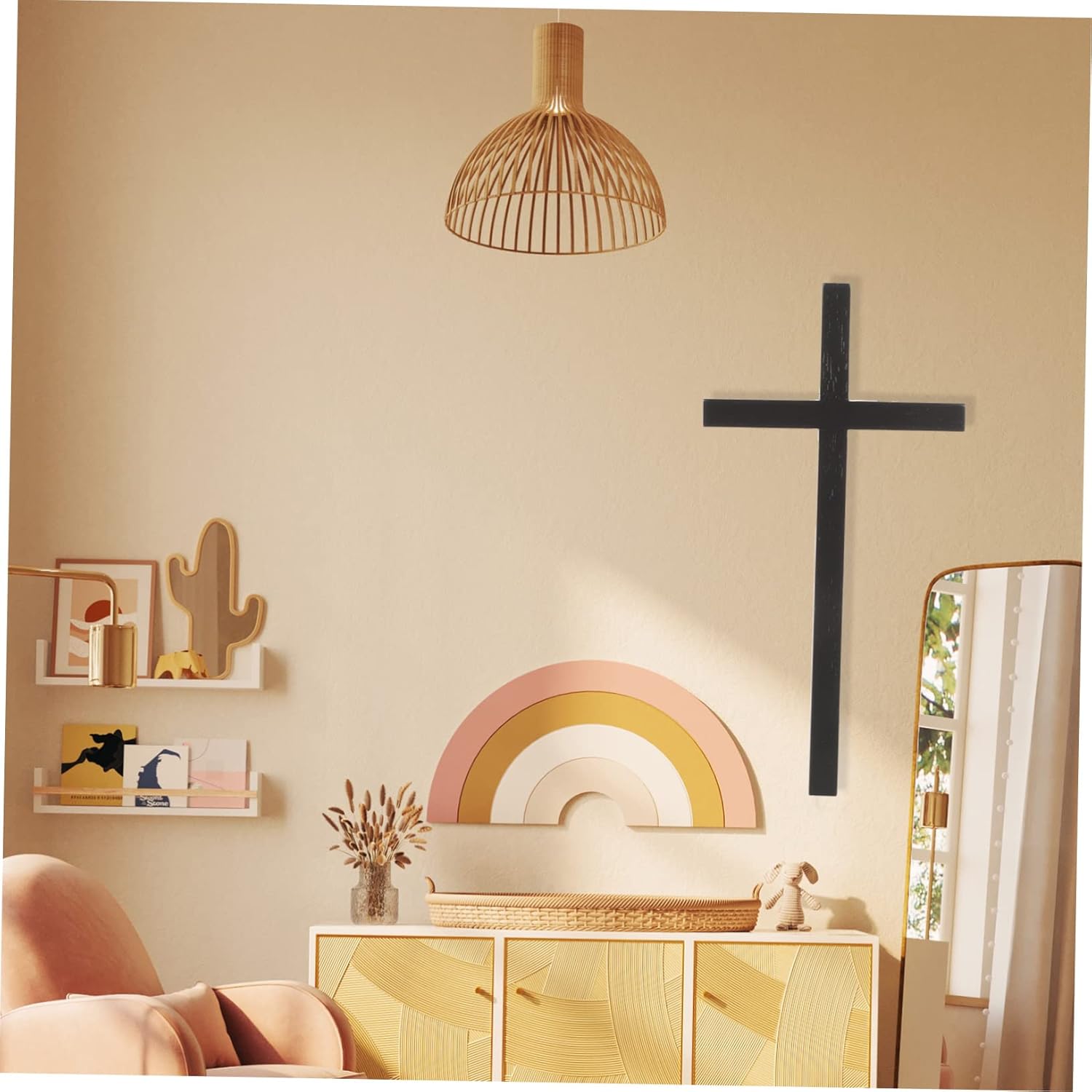 Garneck 5pcs Wall Cross Rustic Religious Decor for Home Compact Hanging Cross Ornament for Bedroom Living Room Office and Kitchen Meaningful Christian