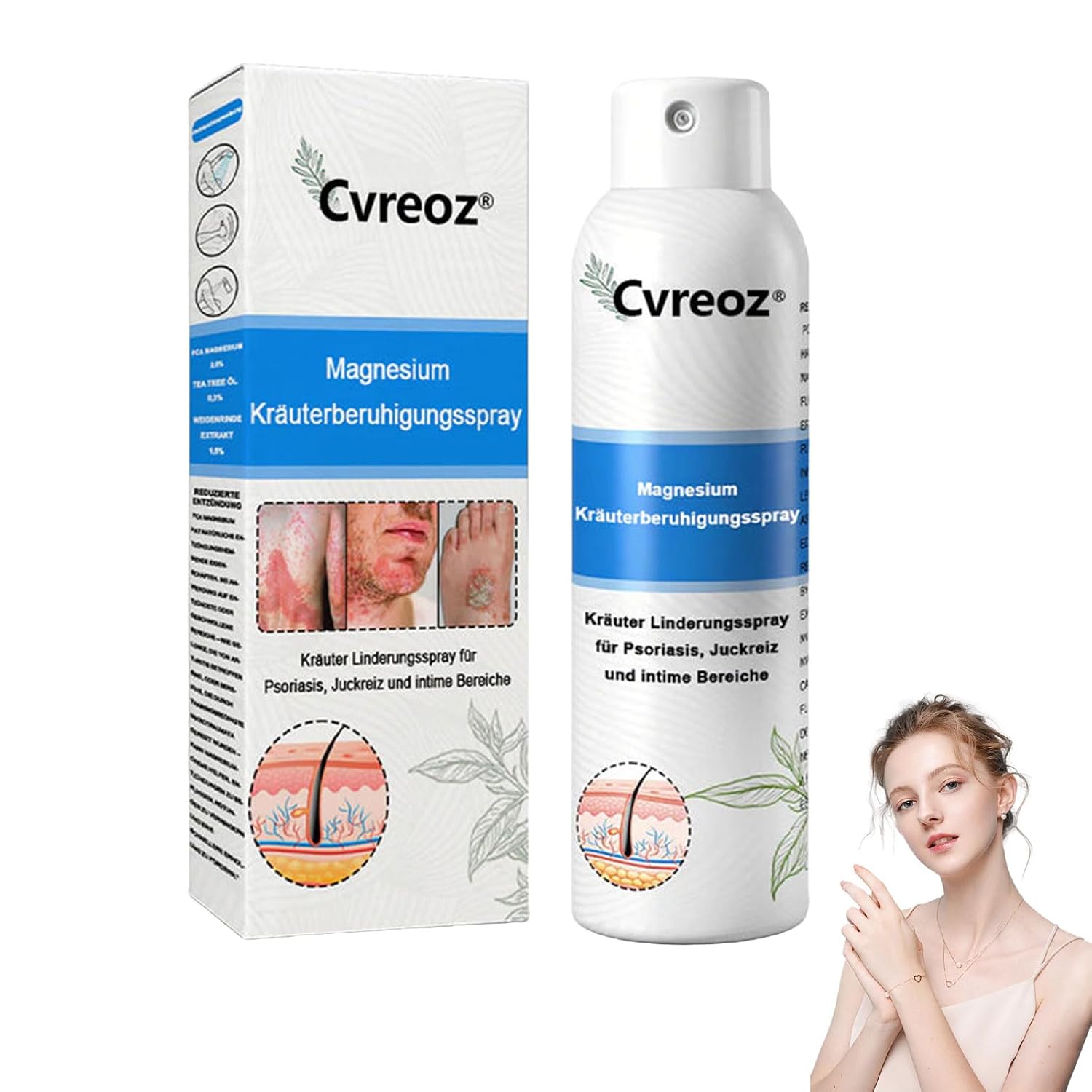 Cvreoz Magnesium Herbal Psoriasis Spray mAgnesium Herbal Soothing Spray for Psoriasis Repair Skin Gentle Moisturising 1