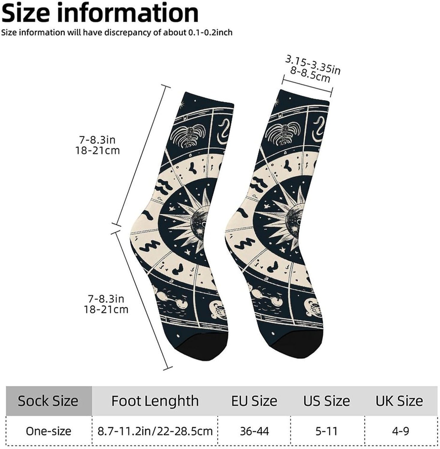 Moisture Wicking Socks, Breathable, Lightweight Crew Sock, Casual | Astrological Sign Work Socks for Women Men, Elastic Soft Boot Socks for Travel, Seamless