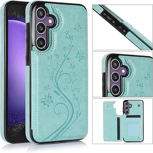 Vista 3 de Asuwish Funda de teléfono para Samsung Galaxy S23 FE 5G con protector de pantalla de vidrio templado y tarjetero con soporte para tarjetero, soporte