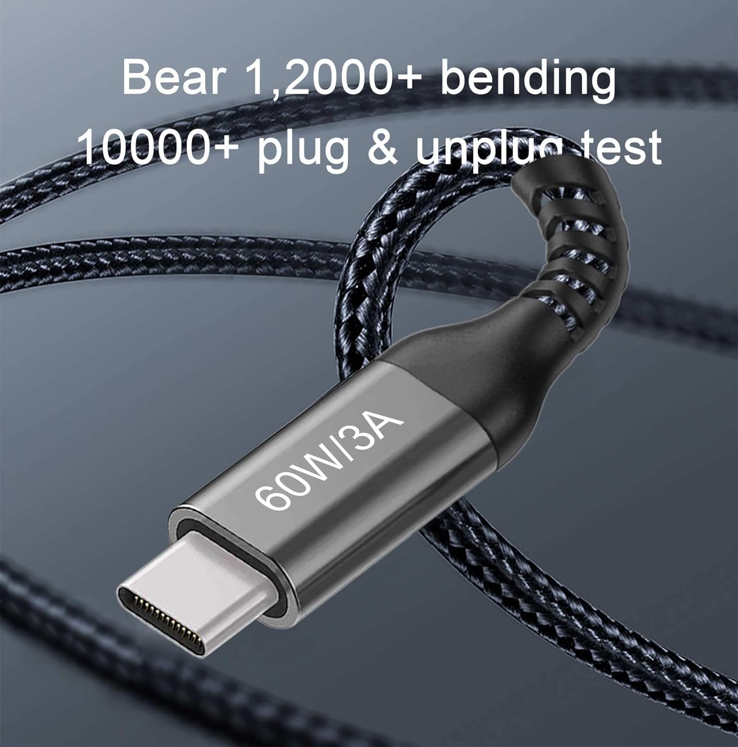 Cable USB-C a USB C de 60 W, cable USB tipo C extralargo para iPhone 15, MacBook Pro 2020, iPad Air 5th, Galaxy S23 S22, Note 20, Pixel 7, Switch, portátiles tipo C y teléfono